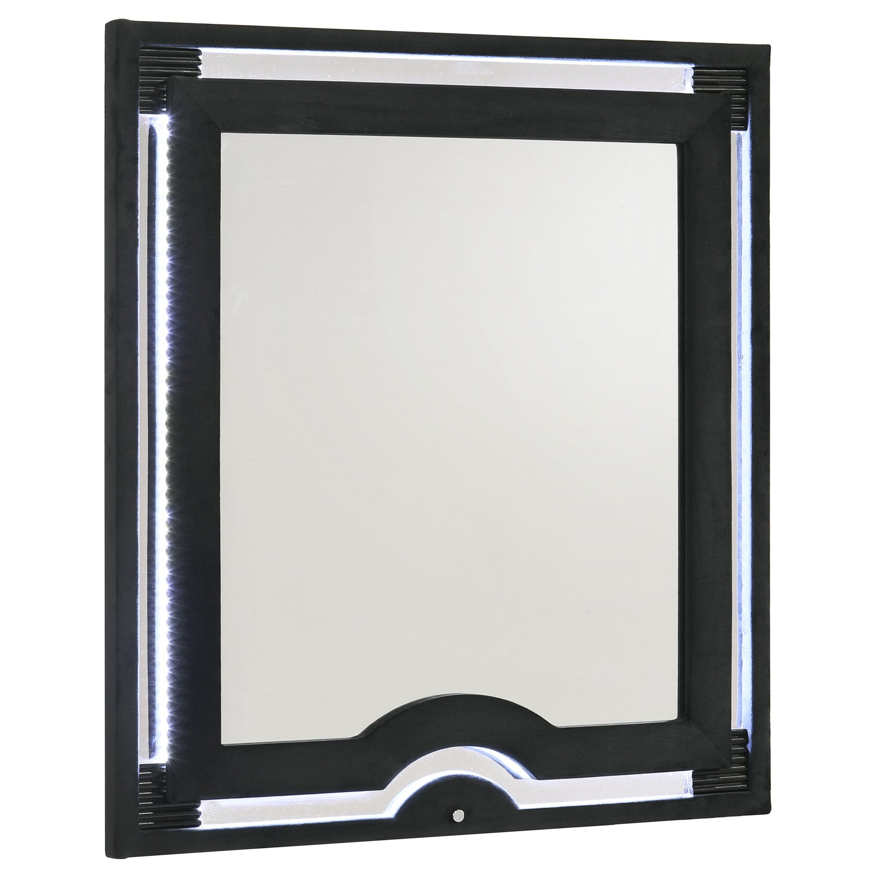 Tampa Furniture Outlet - Coaster - Ravenne Velvet Upholstered LED Dresser Mirror Black - 223194