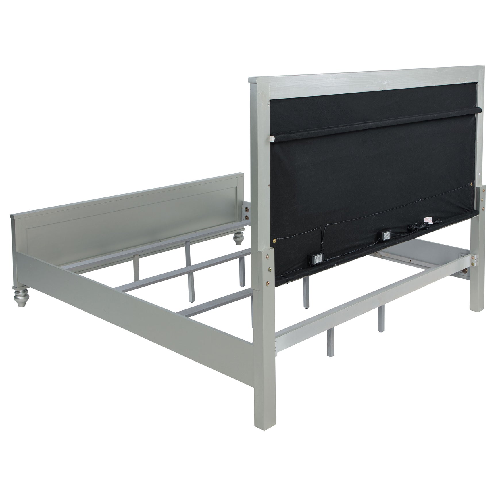 Gunnison Wood Eastern King LED Panel Bed Silver Metallic - Tampa Furniture Outlet