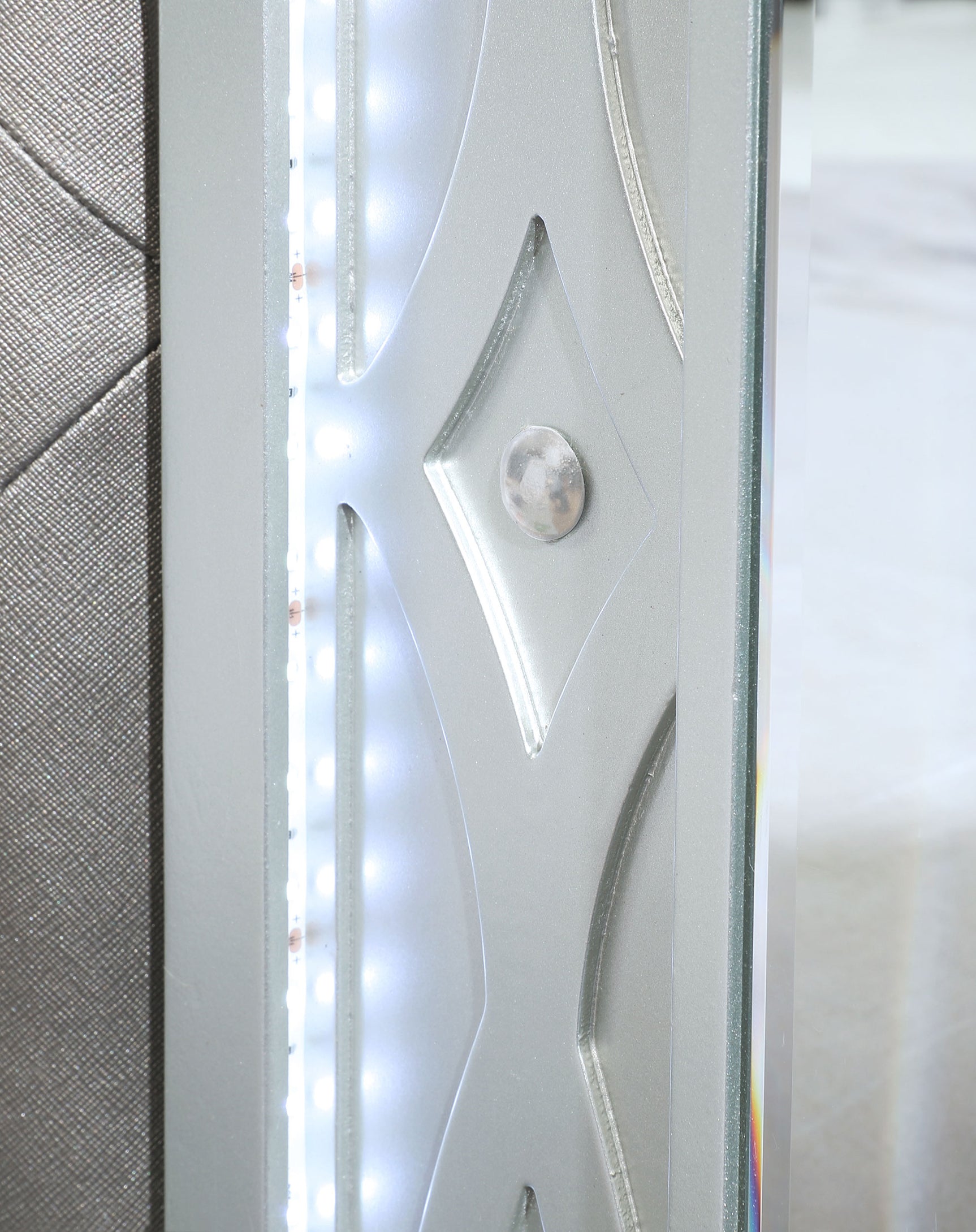 Gunnison Wood Eastern King LED Panel Bed Silver Metallic - Tampa Furniture Outlet