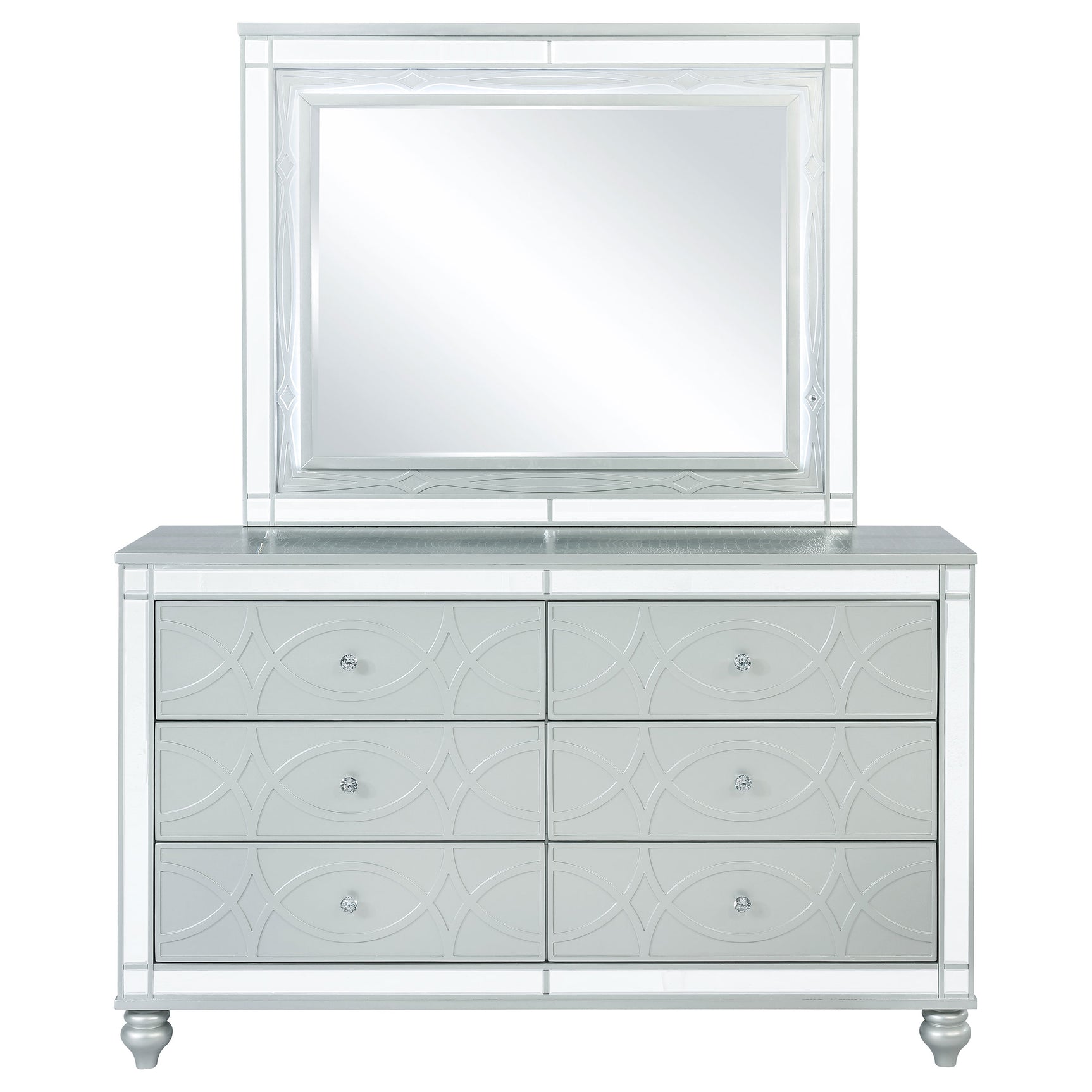 Gunnison 6-drawer Dresser with Mirror Silver Metallic - Tampa Furniture Outlet
