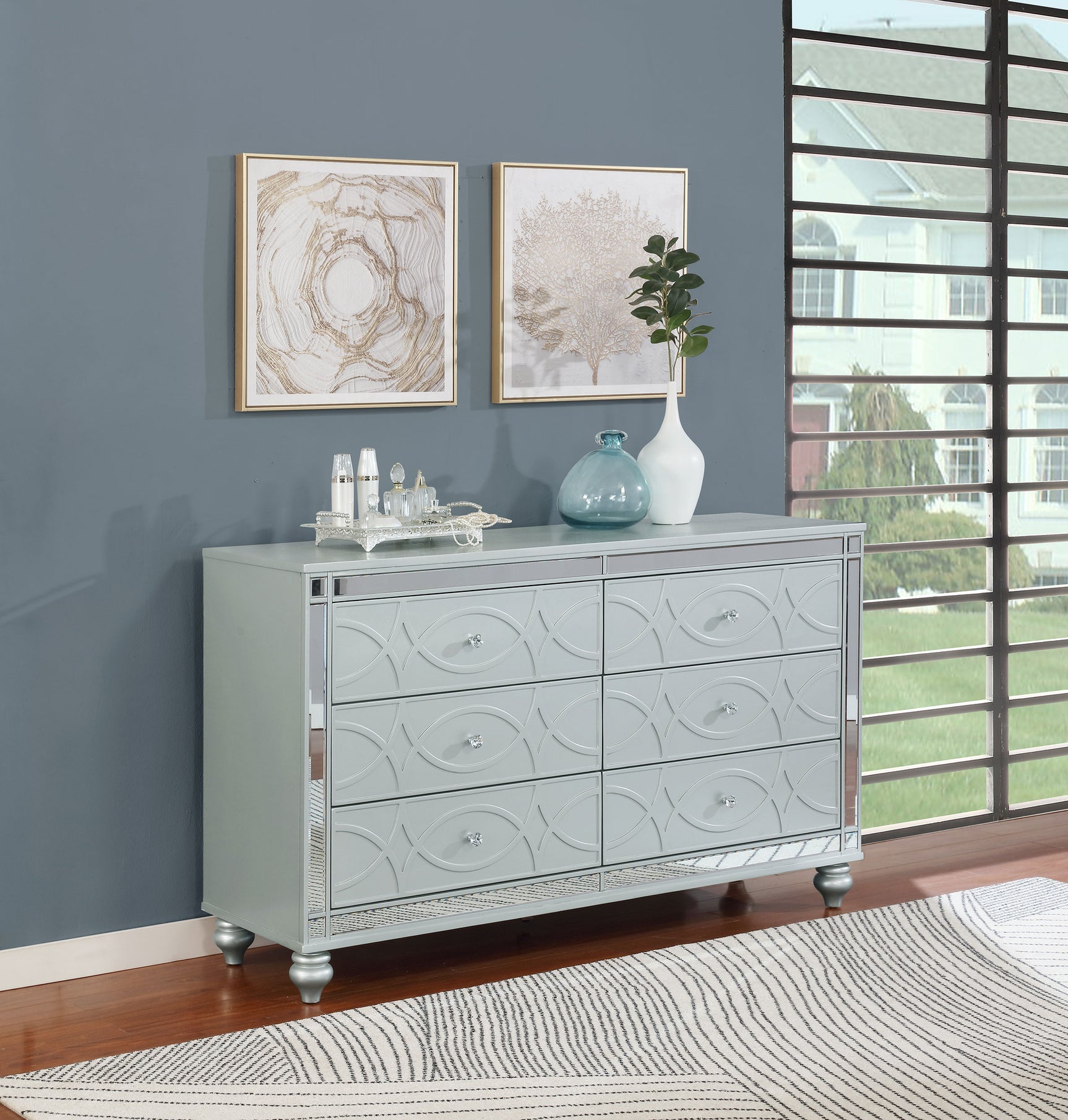 Gunnison 6-drawer Dresser Silver Metallic - Tampa Furniture Outlet