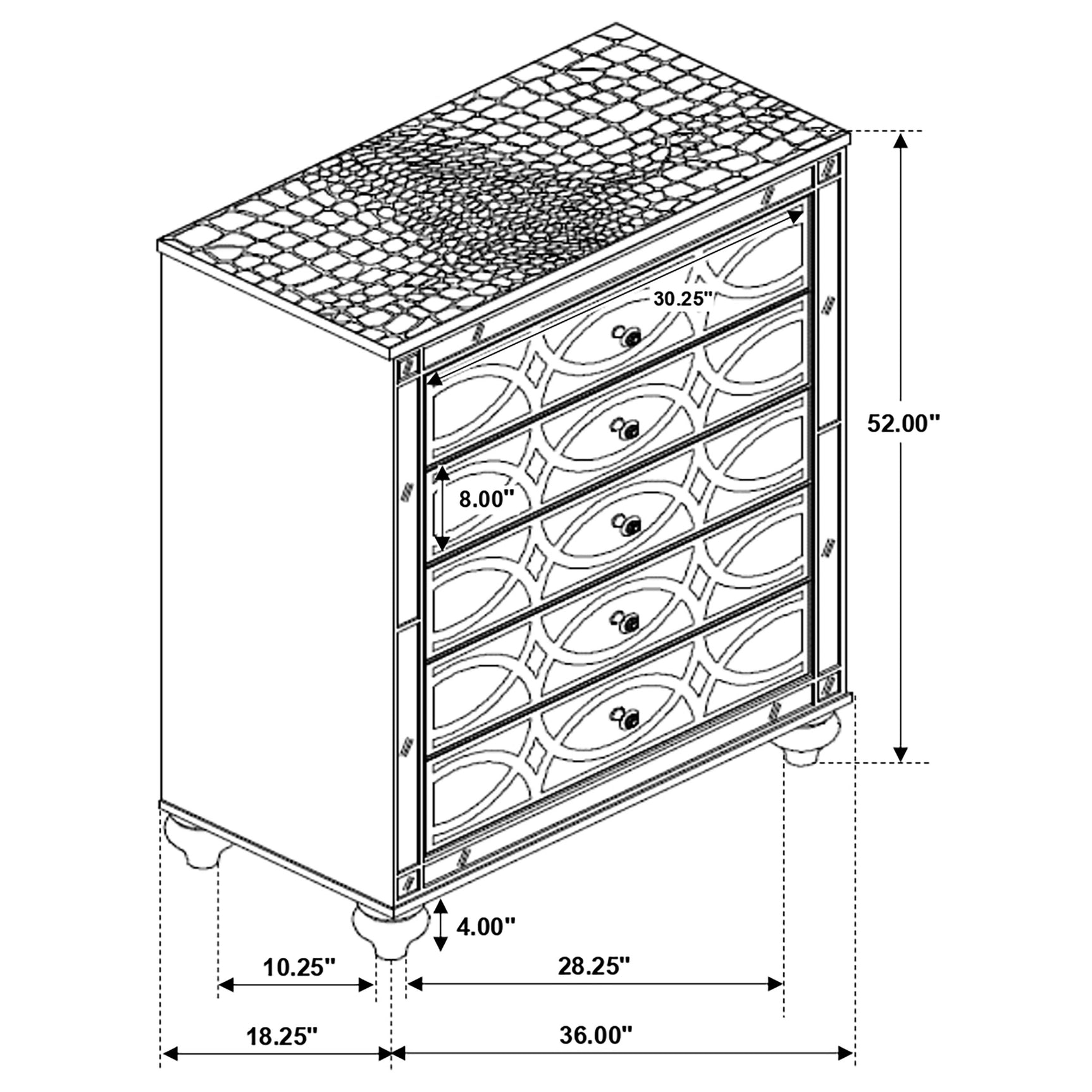 Gunnison 5-drawer Bedroom Chest Silver Metallic - Tampa Furniture Outlet
