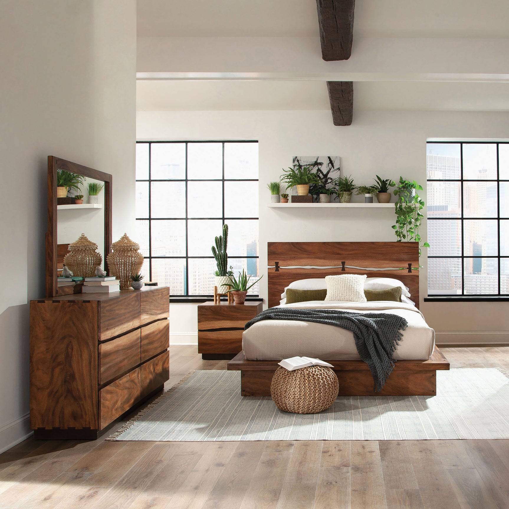 Tampa Furniture Outlet - Coaster - Winslow 4-piece Queen Bedroom Set Smokey Walnut - 223250Q-S4