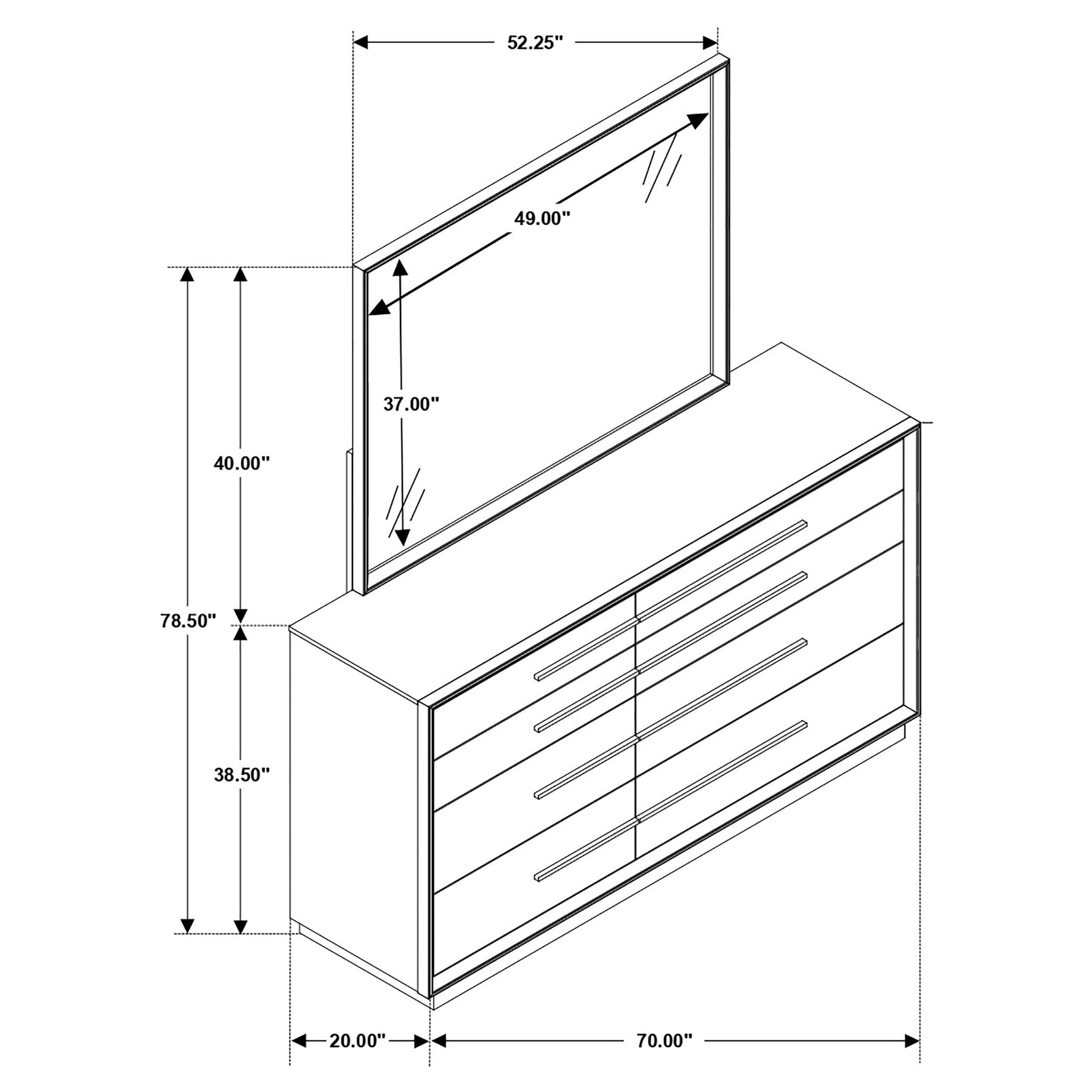 Durango 8-drawer Dresser with Mirror Smoked Peppercorn - Tampa Furniture Outlet