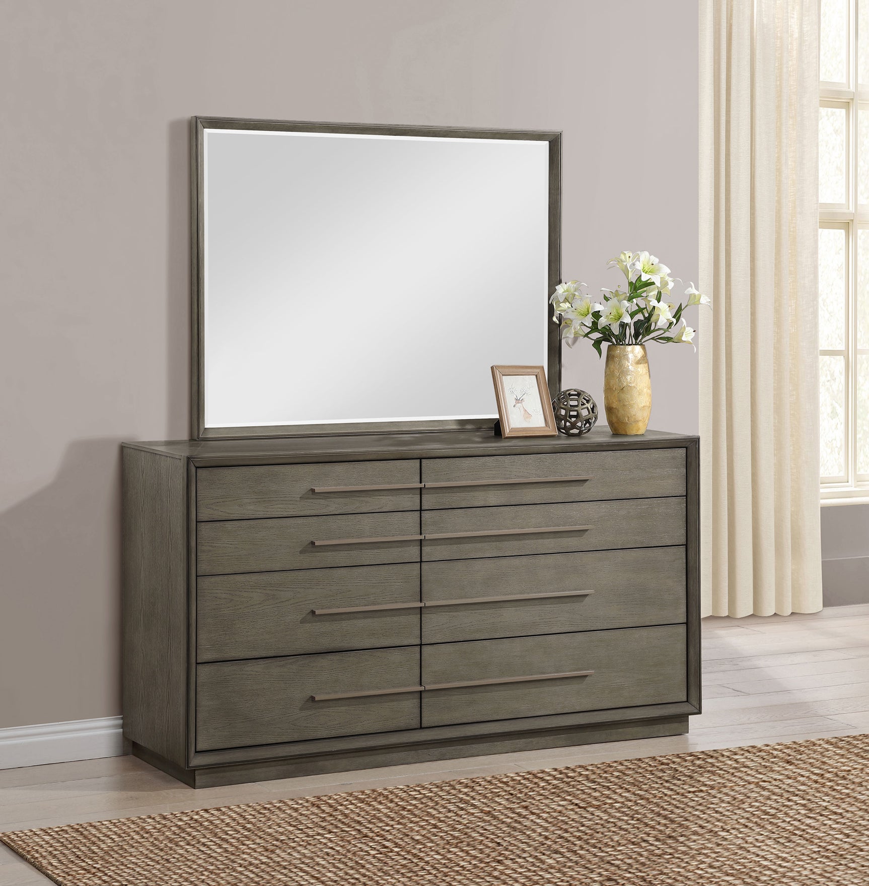 Durango 8-drawer Dresser and Mirror Taupe Oak - Tampa Furniture Outlet