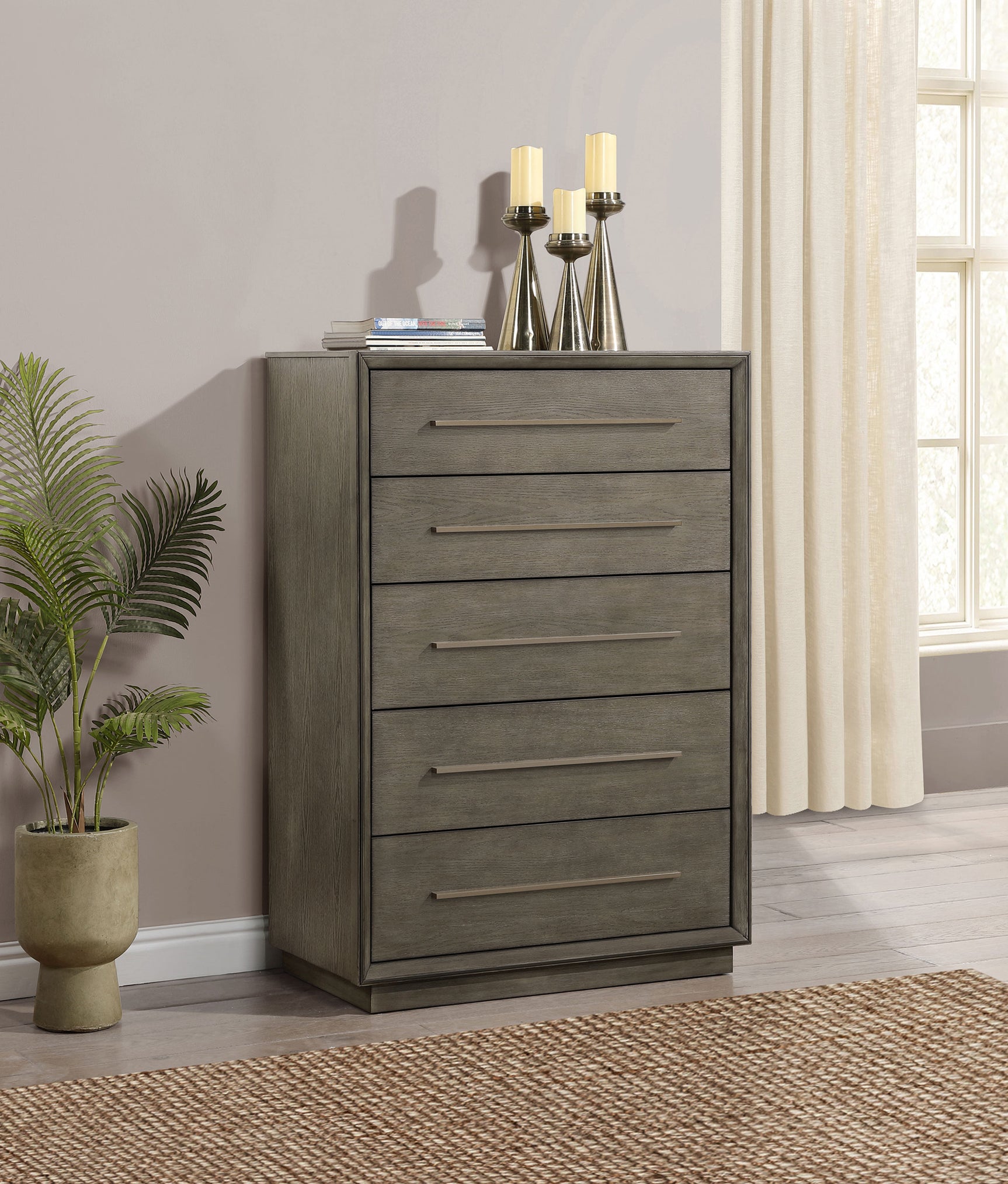 Durango 5-drawer Bedroom Chest Taupe Oak - Tampa Furniture Outlet