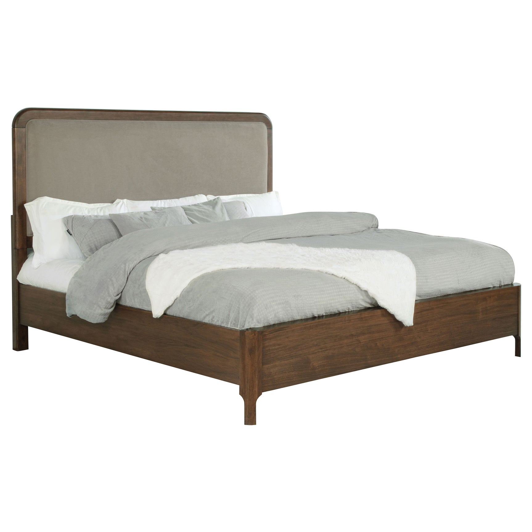 Maderia 57-inch Upholstered Eastern King Panel Bed Walnut - Tampa Furniture Outlet