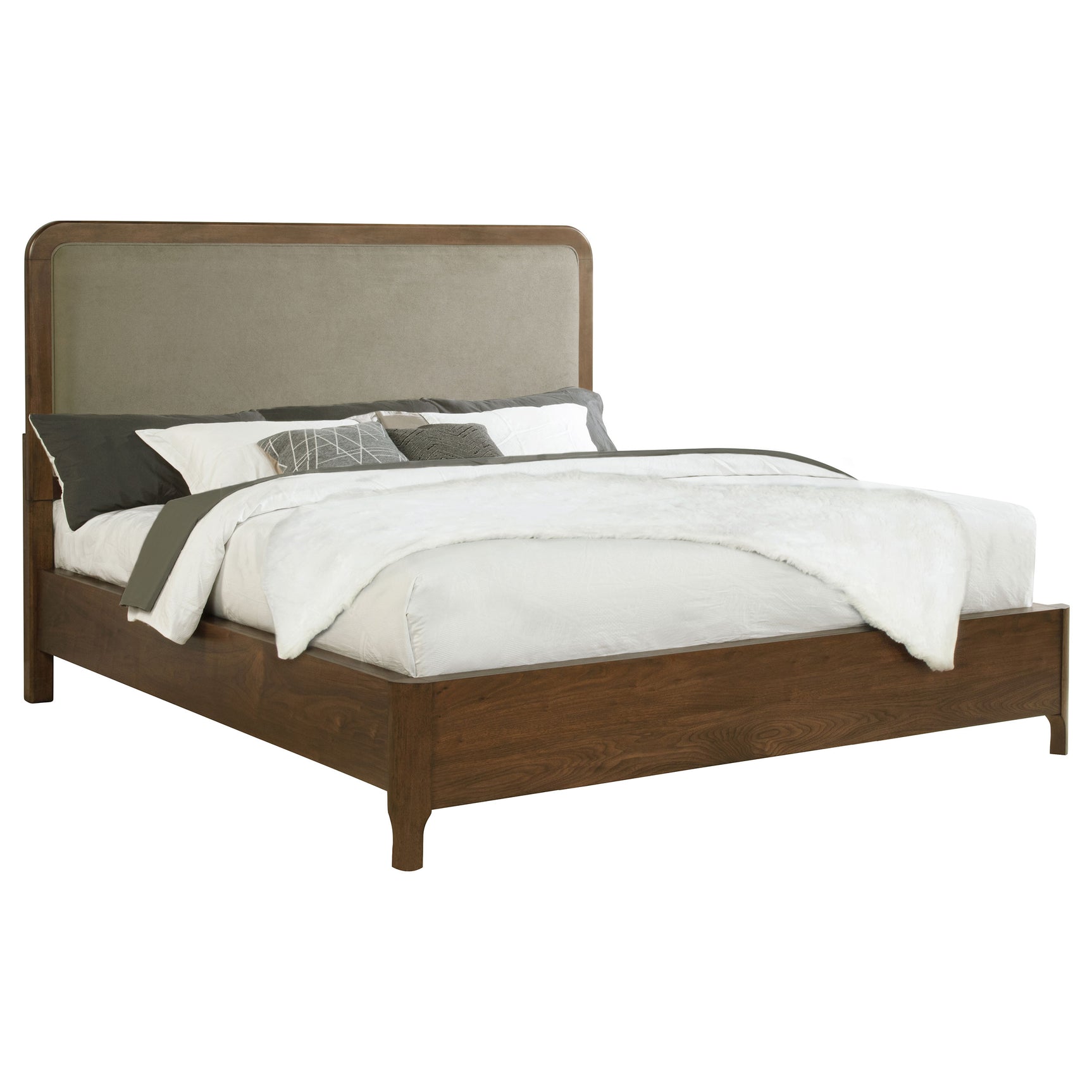 Maderia 57-inch Upholstered California King Panel Bed Walnut - Tampa Furniture Outlet