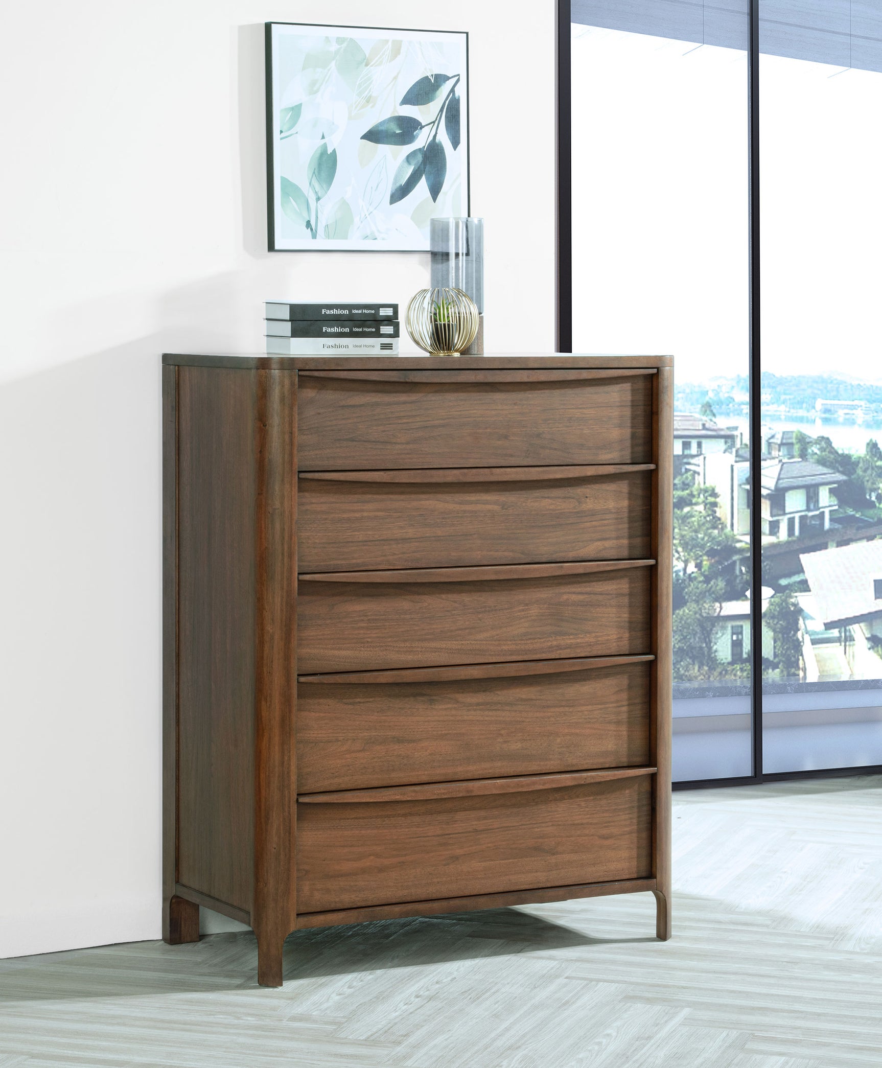 Maderia 5-drawer Chest of Drawers Walnut - Tampa Furniture Outlet