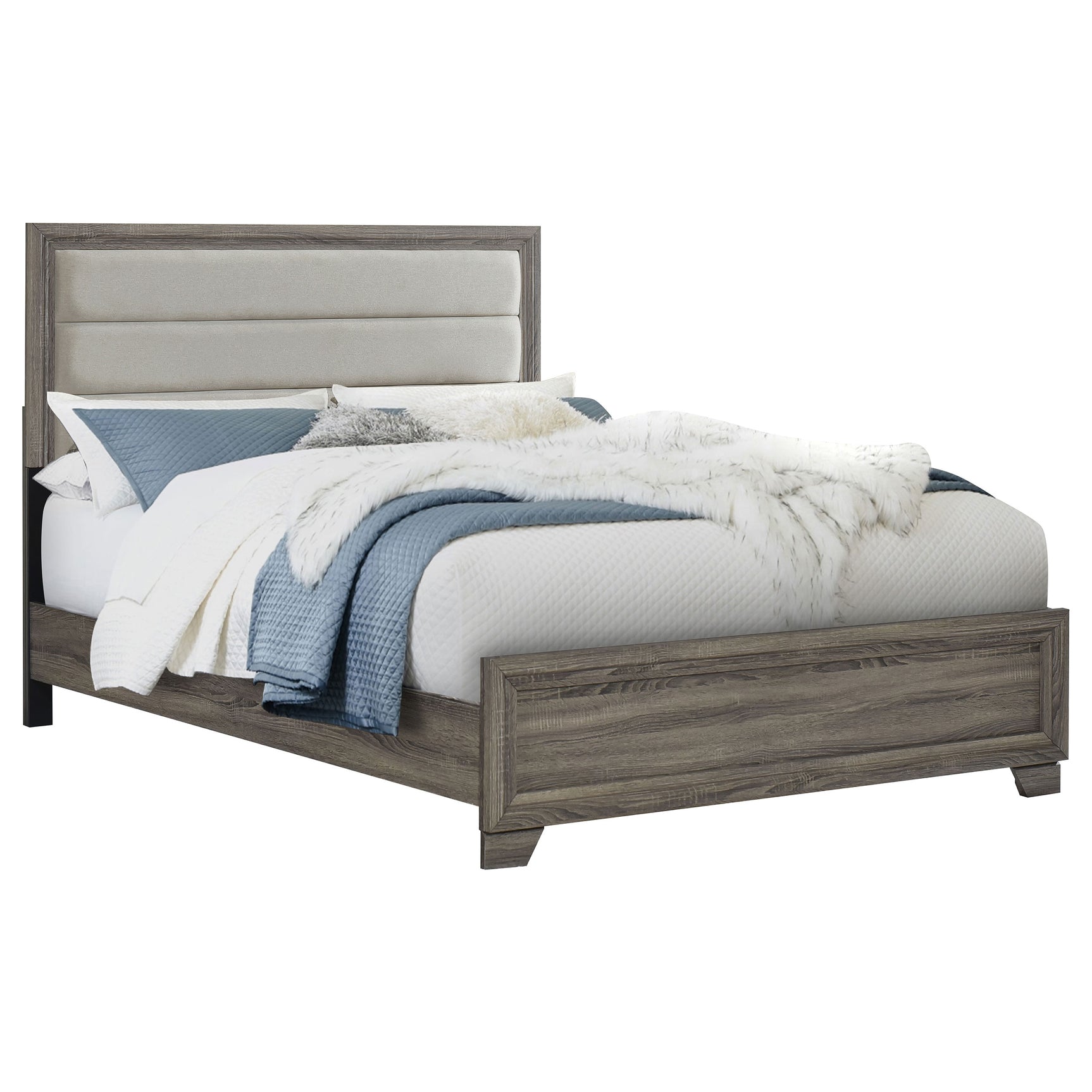 Wright 52-inch Upholstered California King Bed Brown Oak - Tampa Furniture Outlet