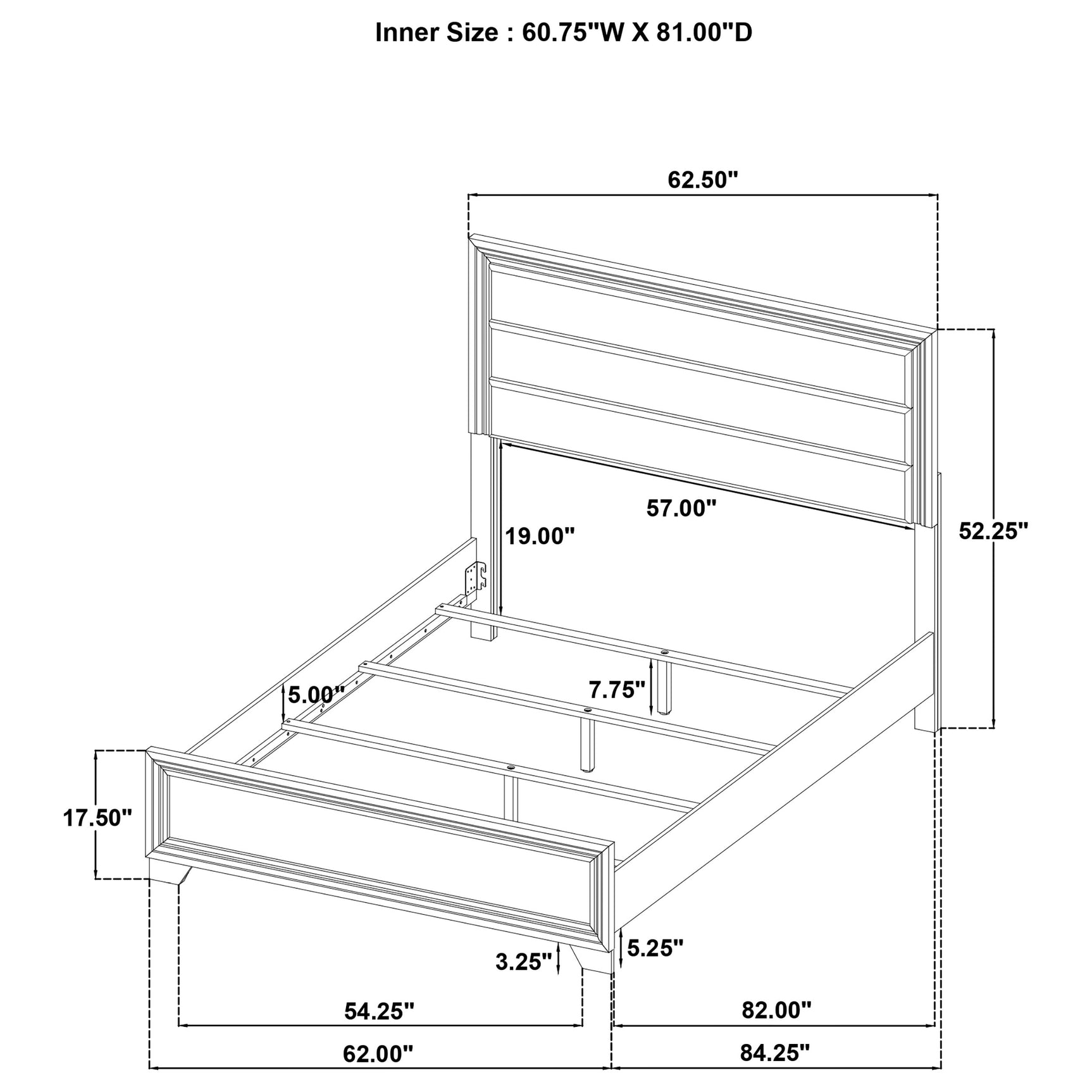 Wright 52-inch Upholstered Queen Bed Brown Oak - Tampa Furniture Outlet