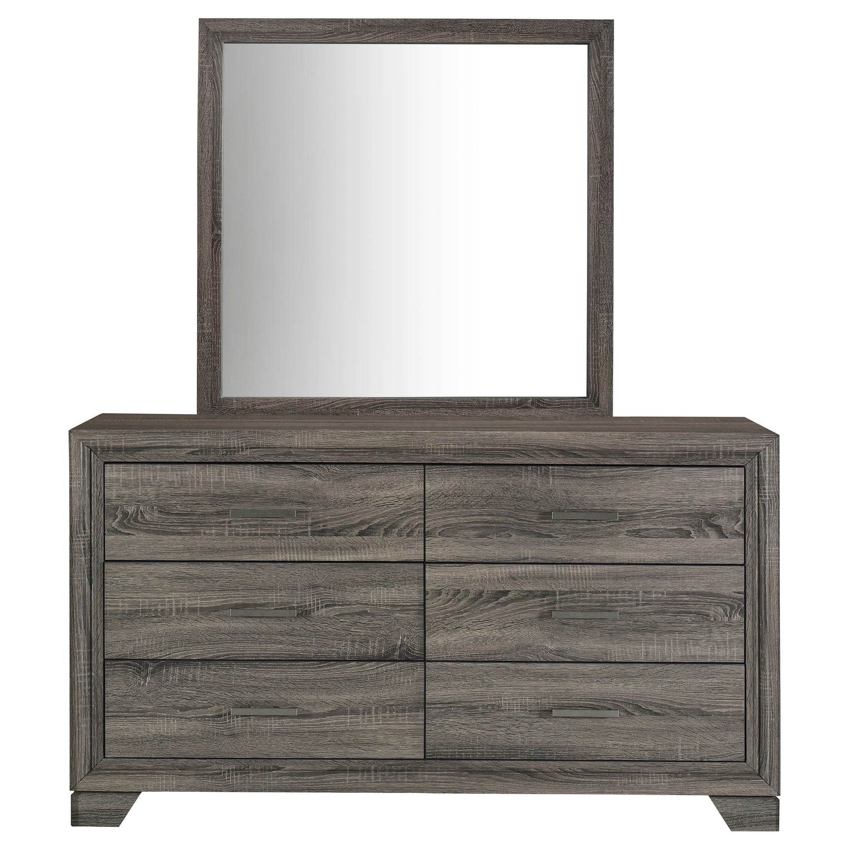 Wright 6-drawer Dresser and Mirror Brown Oak - Tampa Furniture Outlet