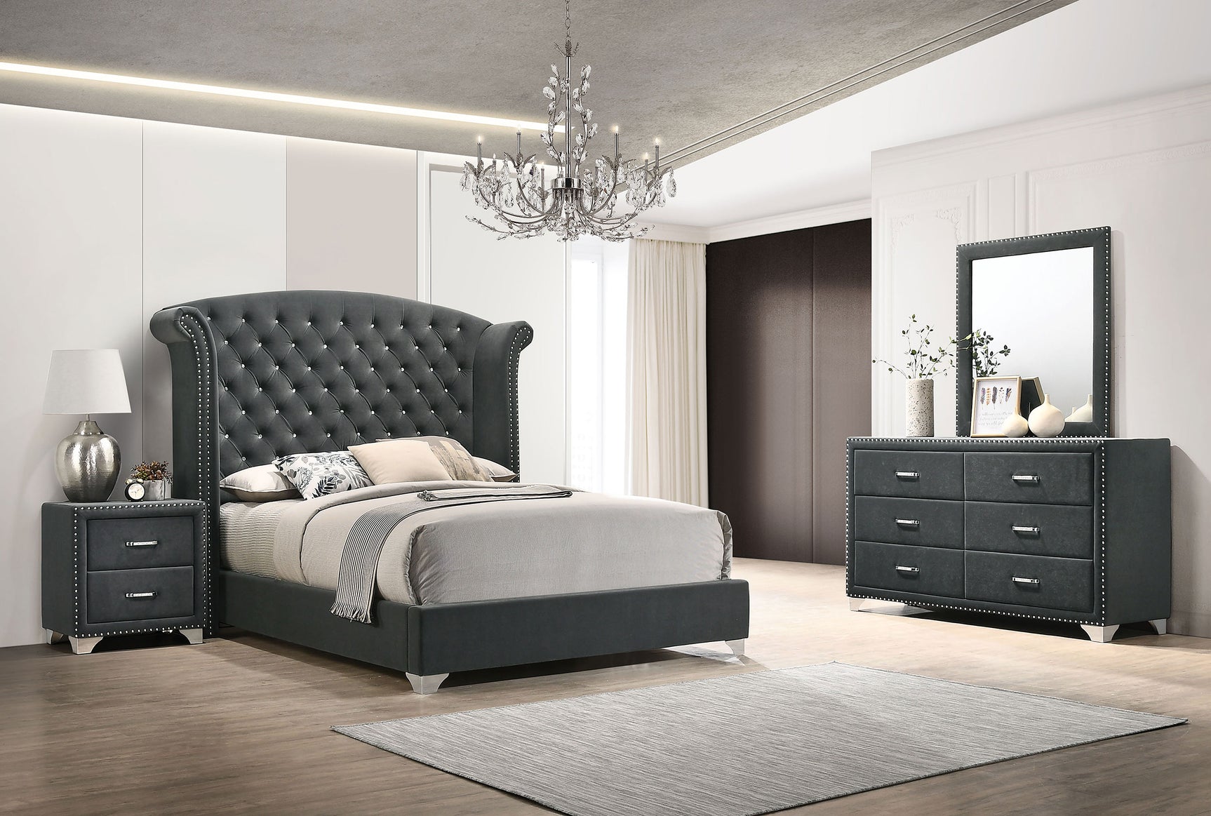 Melody 4-piece California King Bedroom Set Grey - Tampa Furniture Outlet
