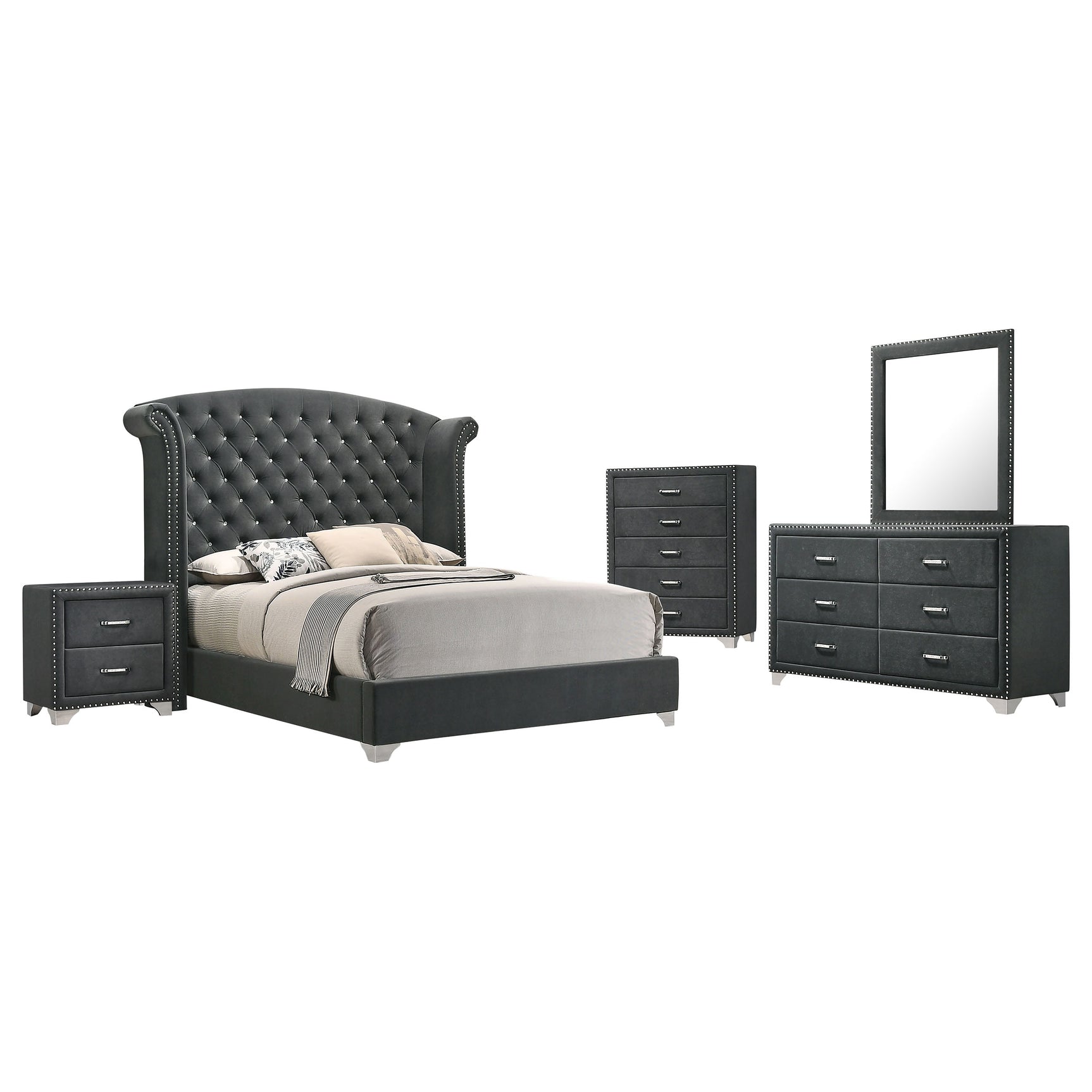 Tampa Furniture Outlet - Coaster - Melody 5-piece Queen Bedroom Set Grey - 223381Q-S5