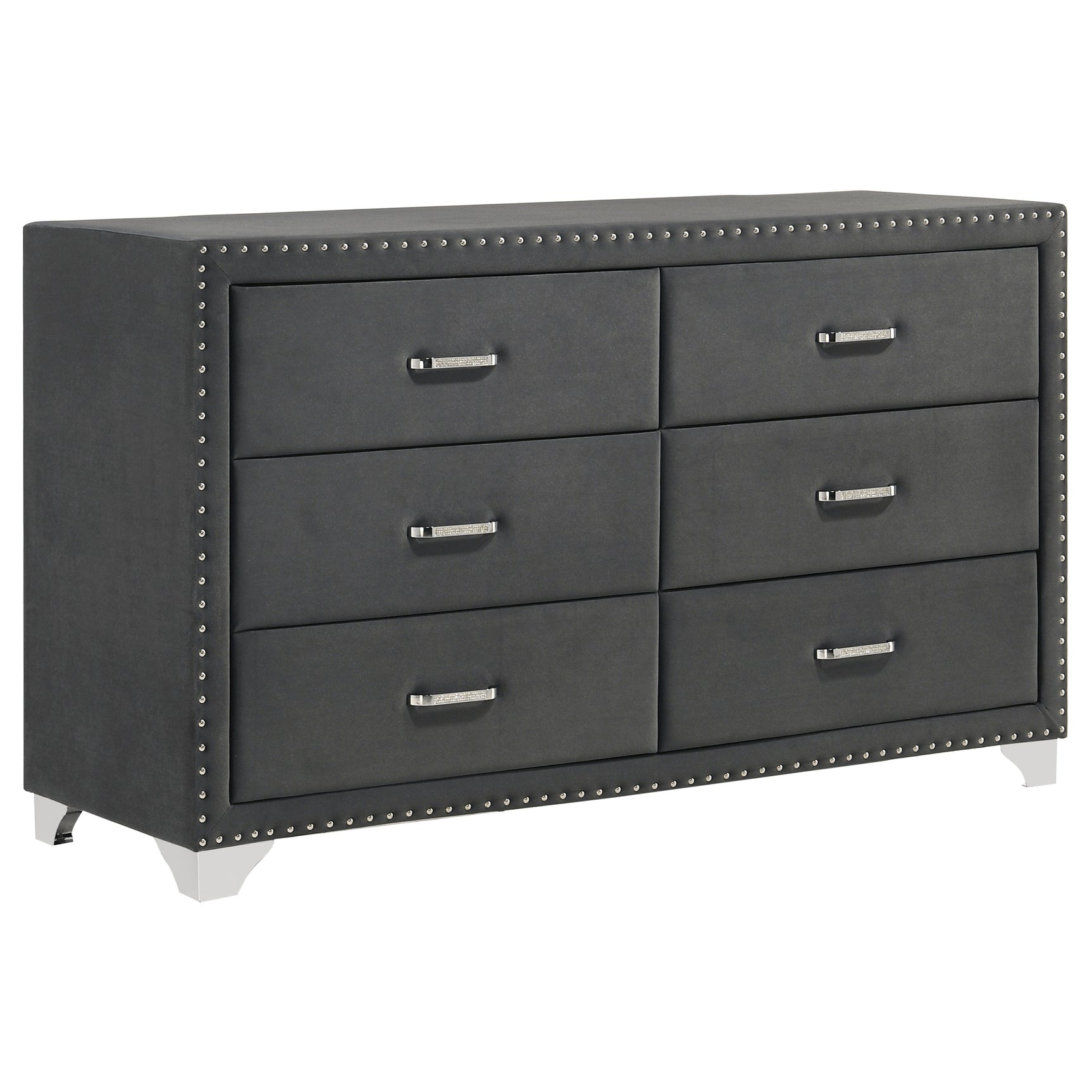 Tampa Furniture Outlet - Coaster - Melody 6-drawer Upholstered Dresser Grey - 223383