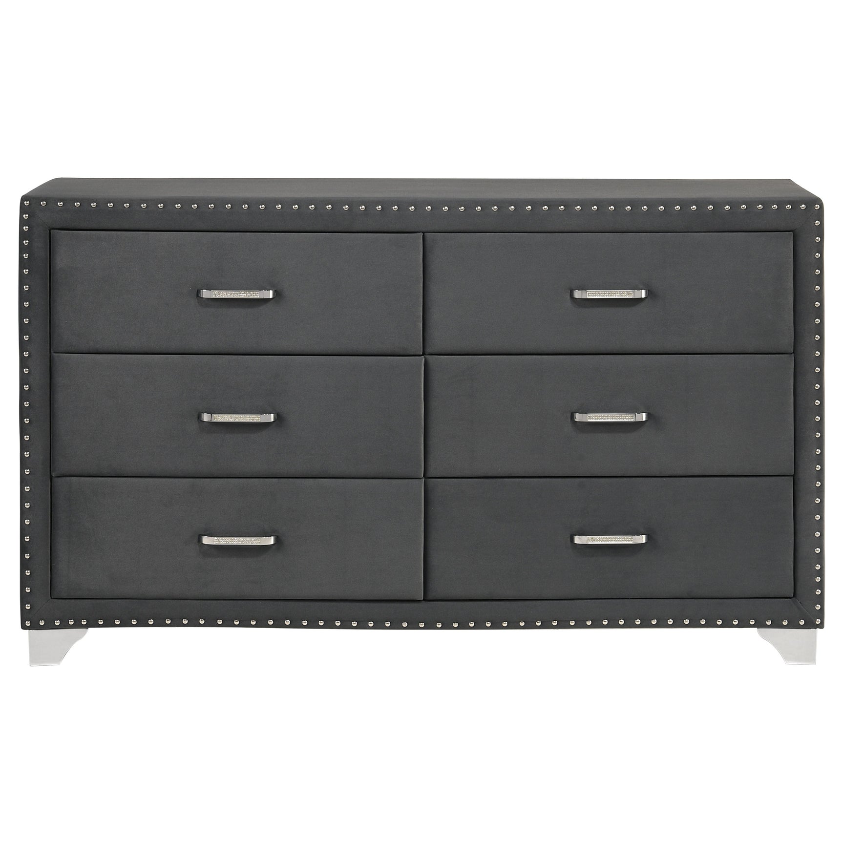 Melody 6-drawer Upholstered Dresser Grey - Tampa Furniture Outlet
