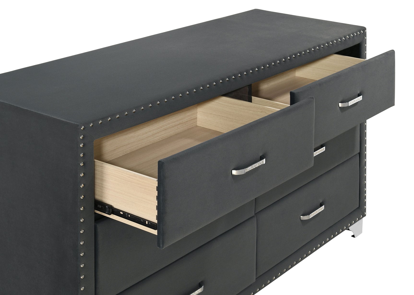 Melody 6-drawer Upholstered Dresser Grey - Tampa Furniture Outlet