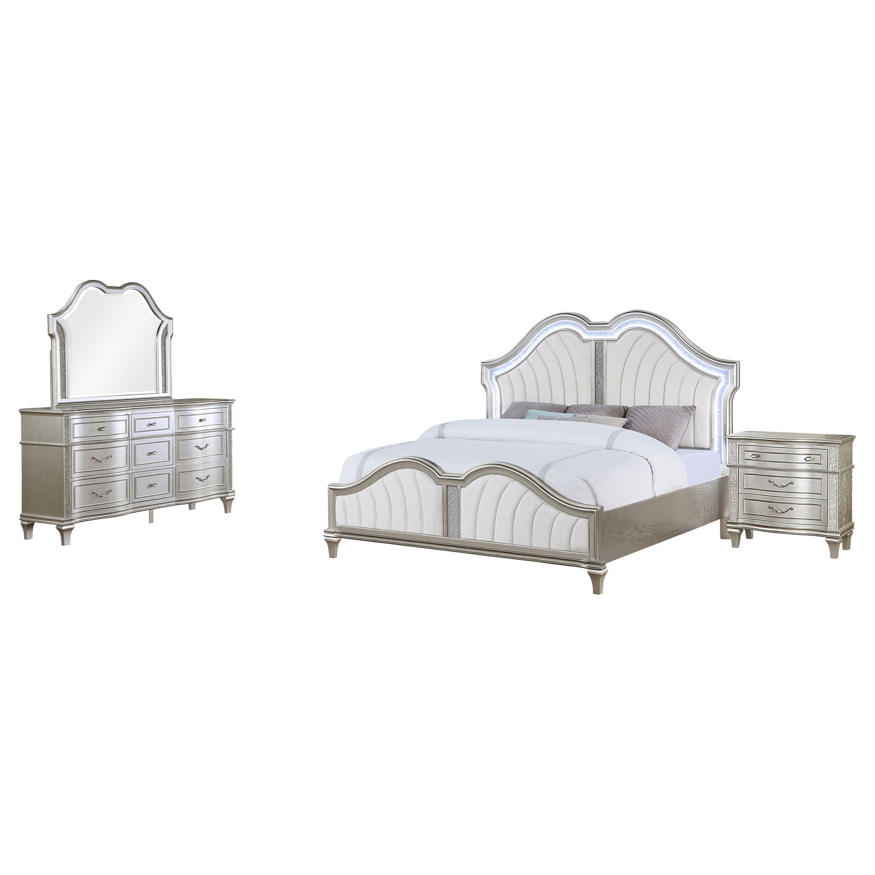 Evangeline 4-piece California King Bedroom Set Silver Oak - Tampa Furniture Outlet