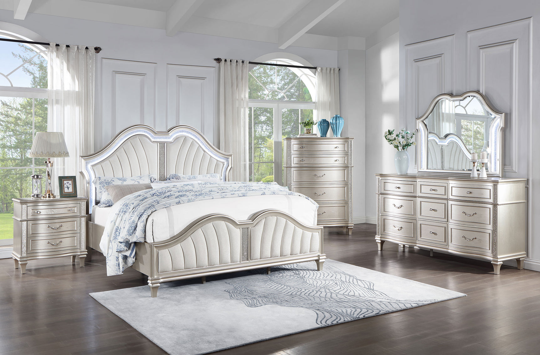 Tampa Furniture Outlet - Coaster - Evangeline 5-piece Queen Bedroom Set Silver Oak - 223391Q-S5