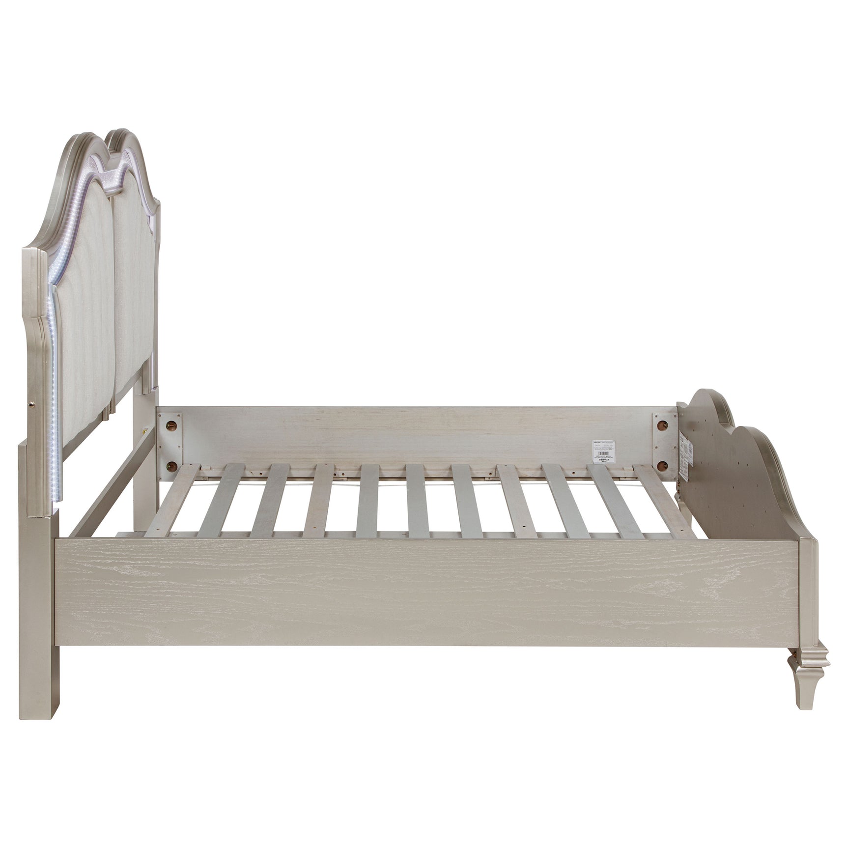 Evangeline Wood Queen LED Panel Bed Silver Oak - Tampa Furniture Outlet