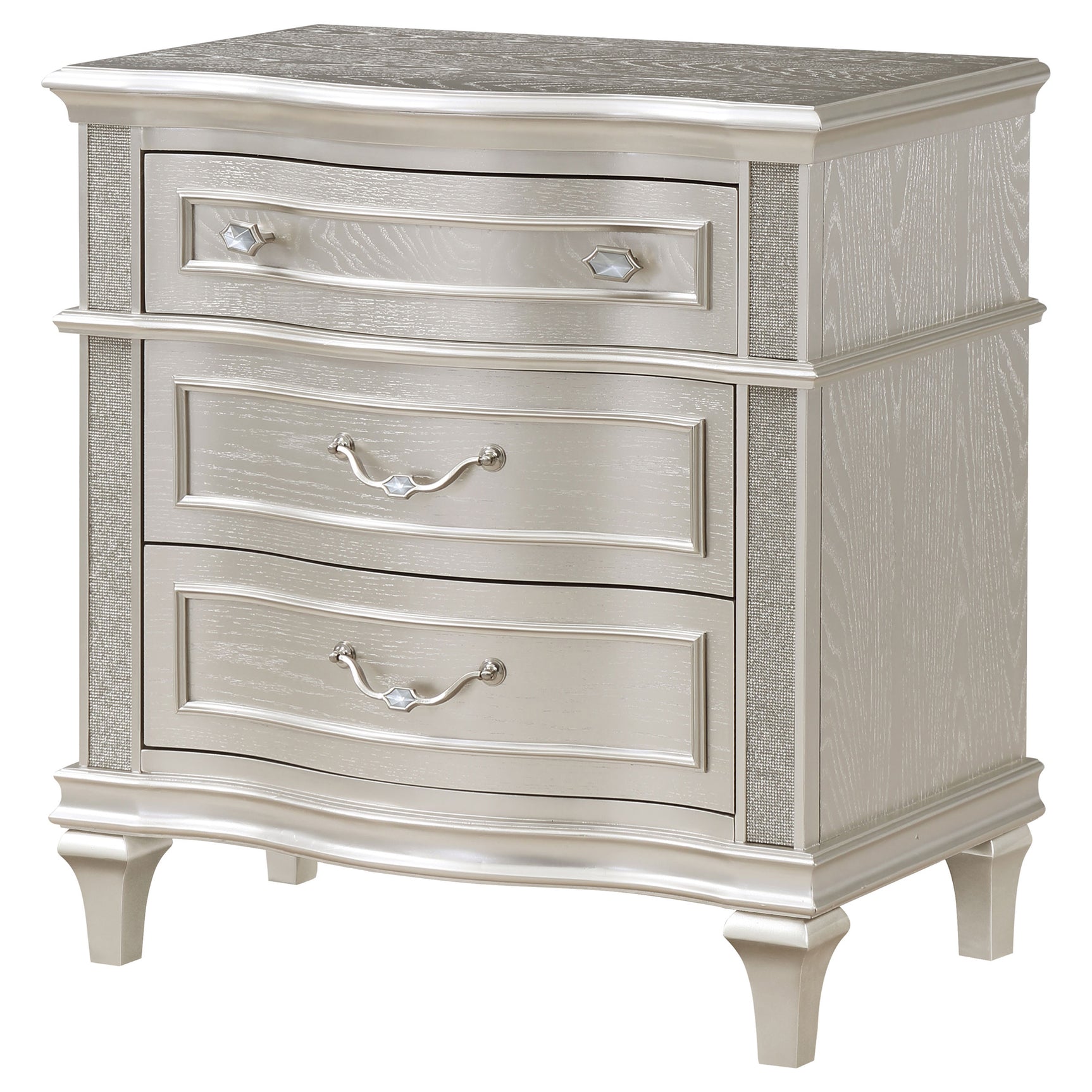 Evangeline 3-drawer Nightstand Silver Oak - Tampa Furniture Outlet