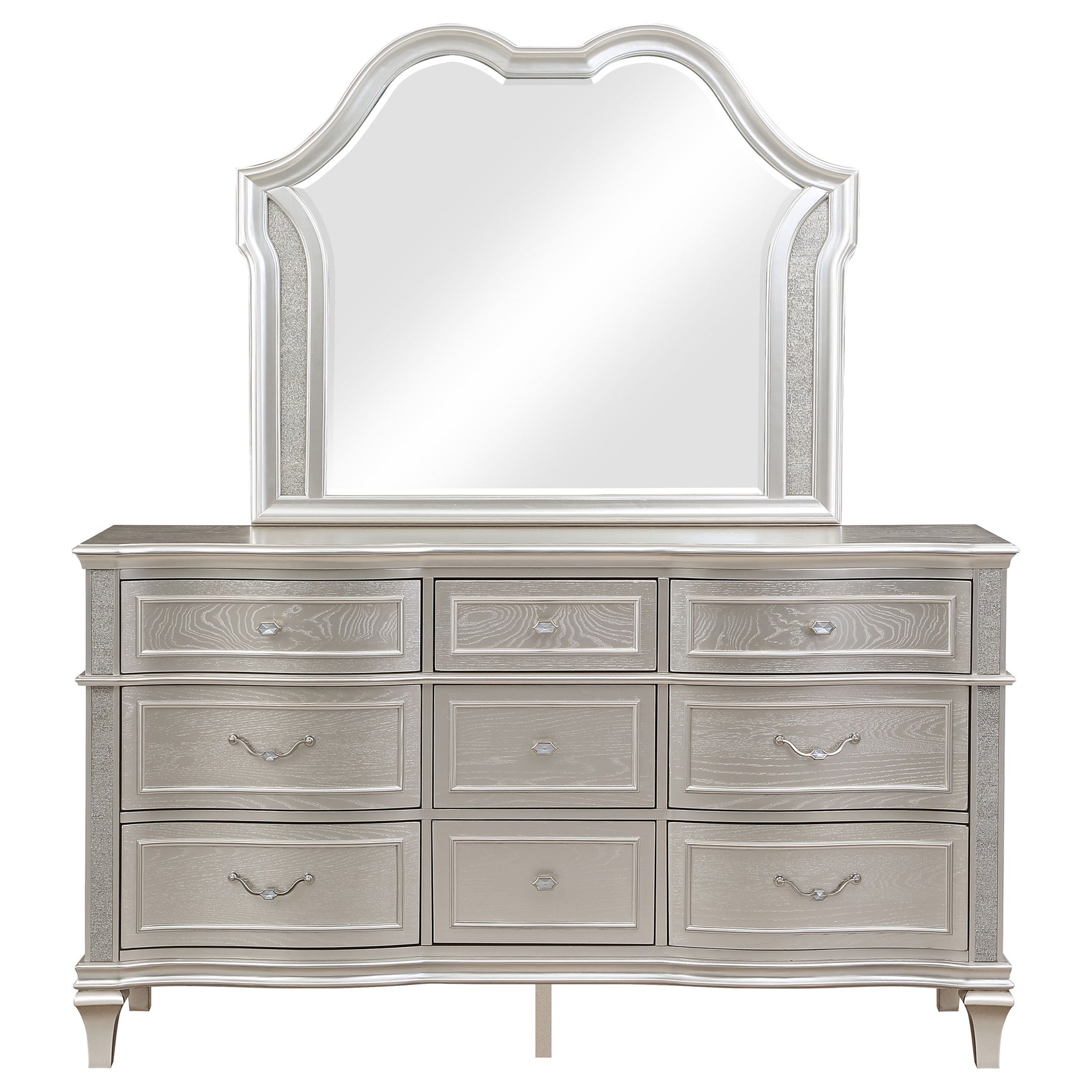 Evangeline 9-drawer Dresser with Mirror Silver Oak - Tampa Furniture Outlet