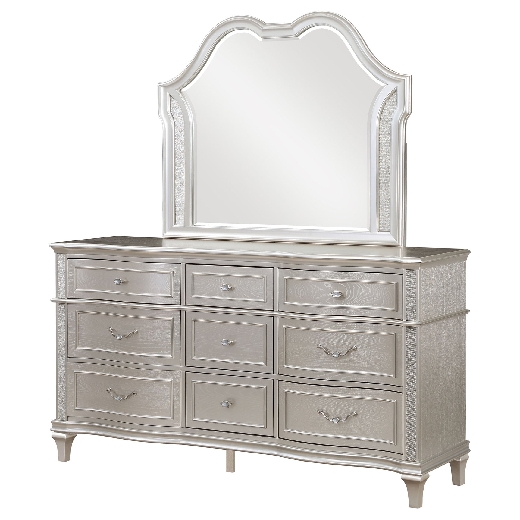 Evangeline 9-drawer Dresser with Mirror Silver Oak - Tampa Furniture Outlet