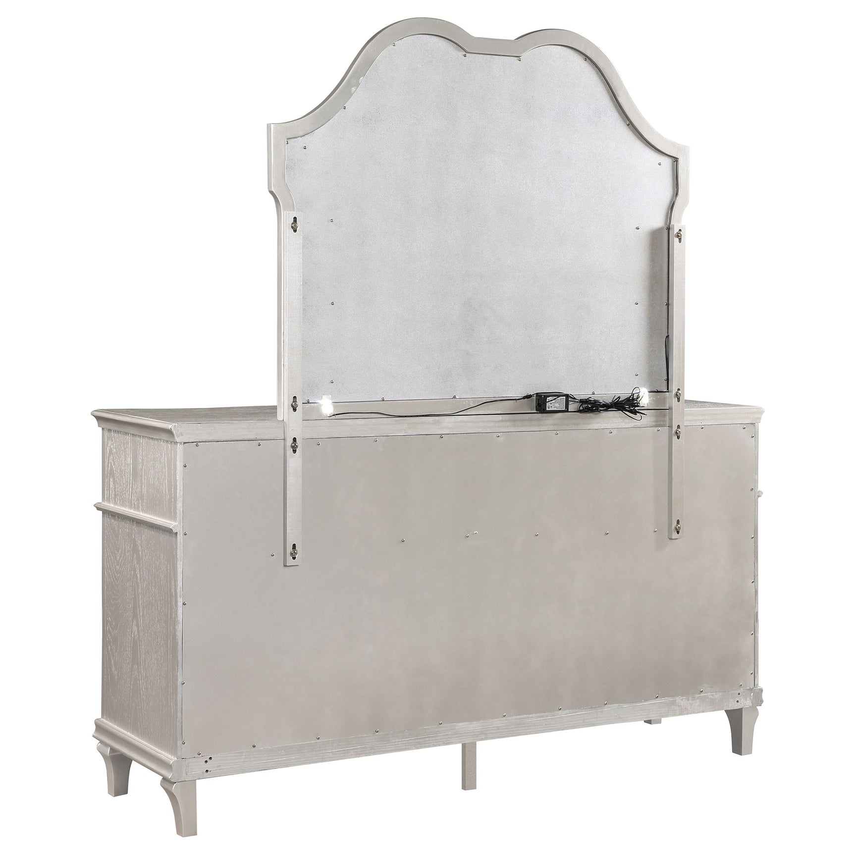 Evangeline 9-drawer Dresser with Mirror Silver Oak - Tampa Furniture Outlet