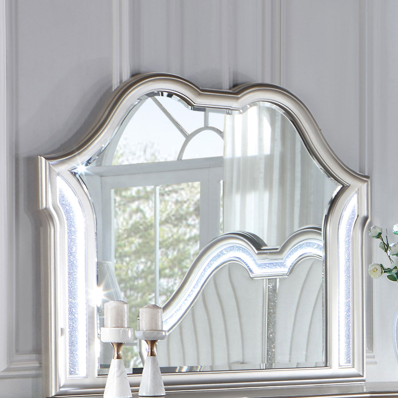 Evangeline Dresser Mirror Silver Oak - Tampa Furniture Outlet