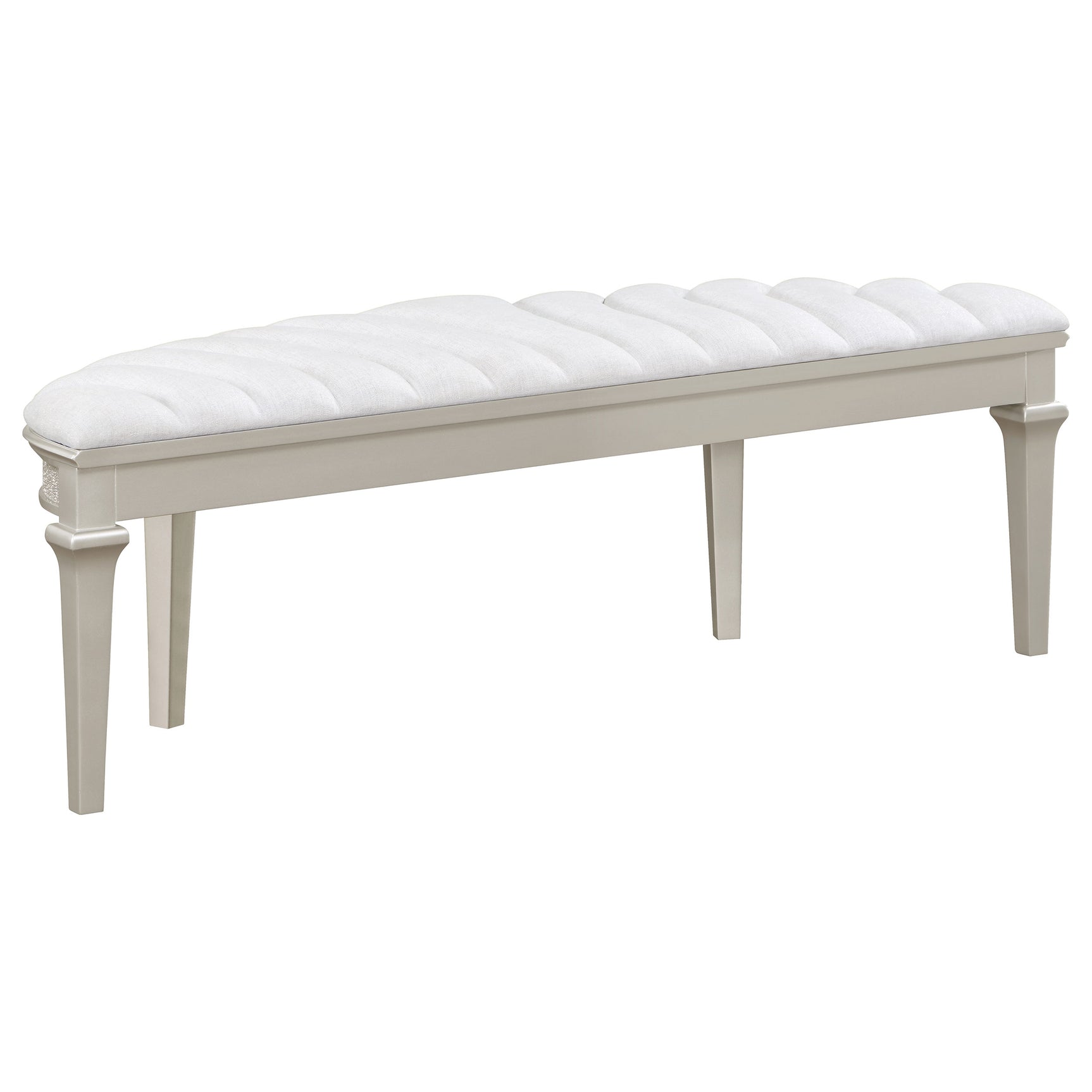 Evangeline Curved Fabric Upholstered Bench Silver Oak - Tampa Furniture Outlet