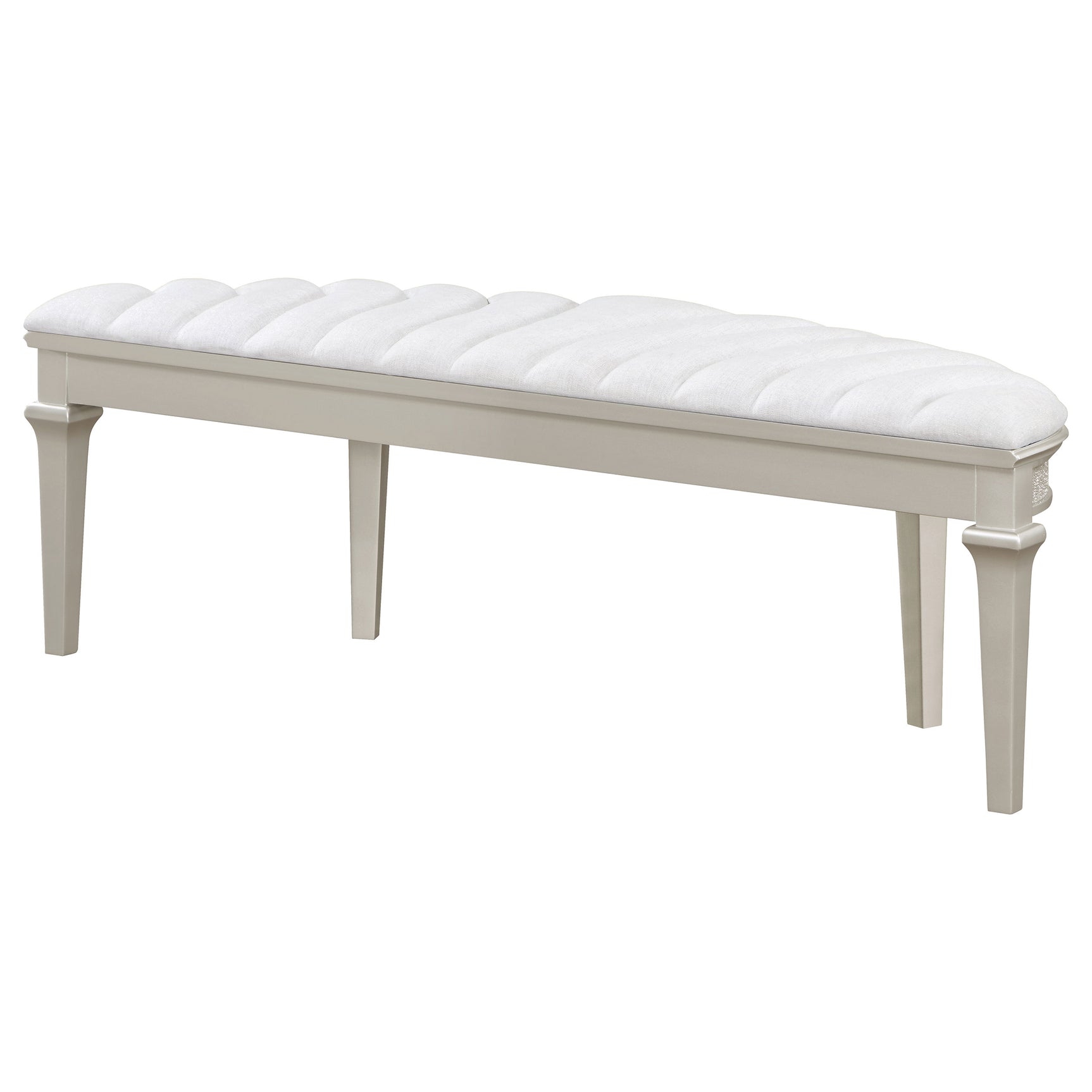 Evangeline Curved Fabric Upholstered Bench Silver Oak - Tampa Furniture Outlet