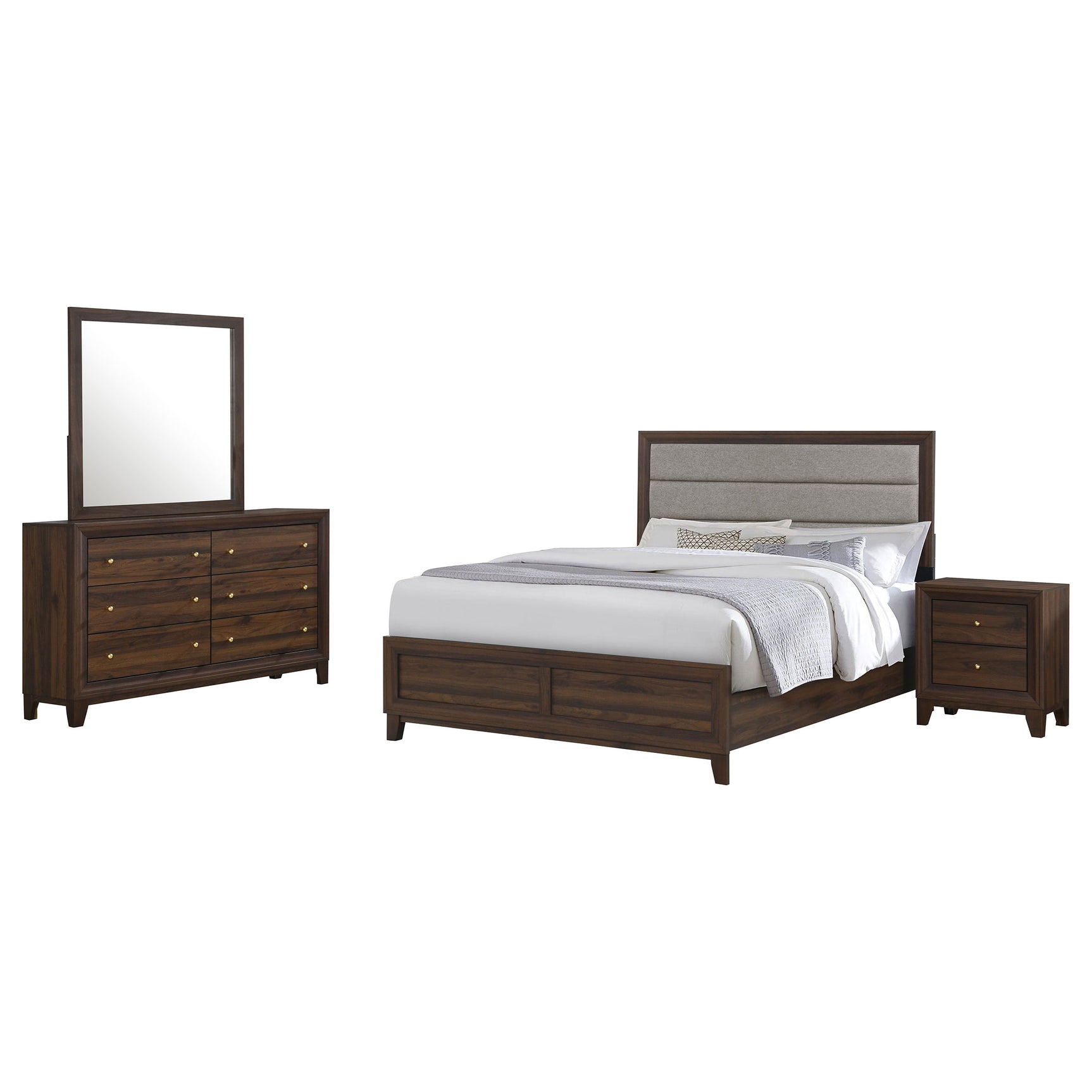 Welsley 4-piece Eastern King Bedroom Set Walnut - Tampa Furniture Outlet