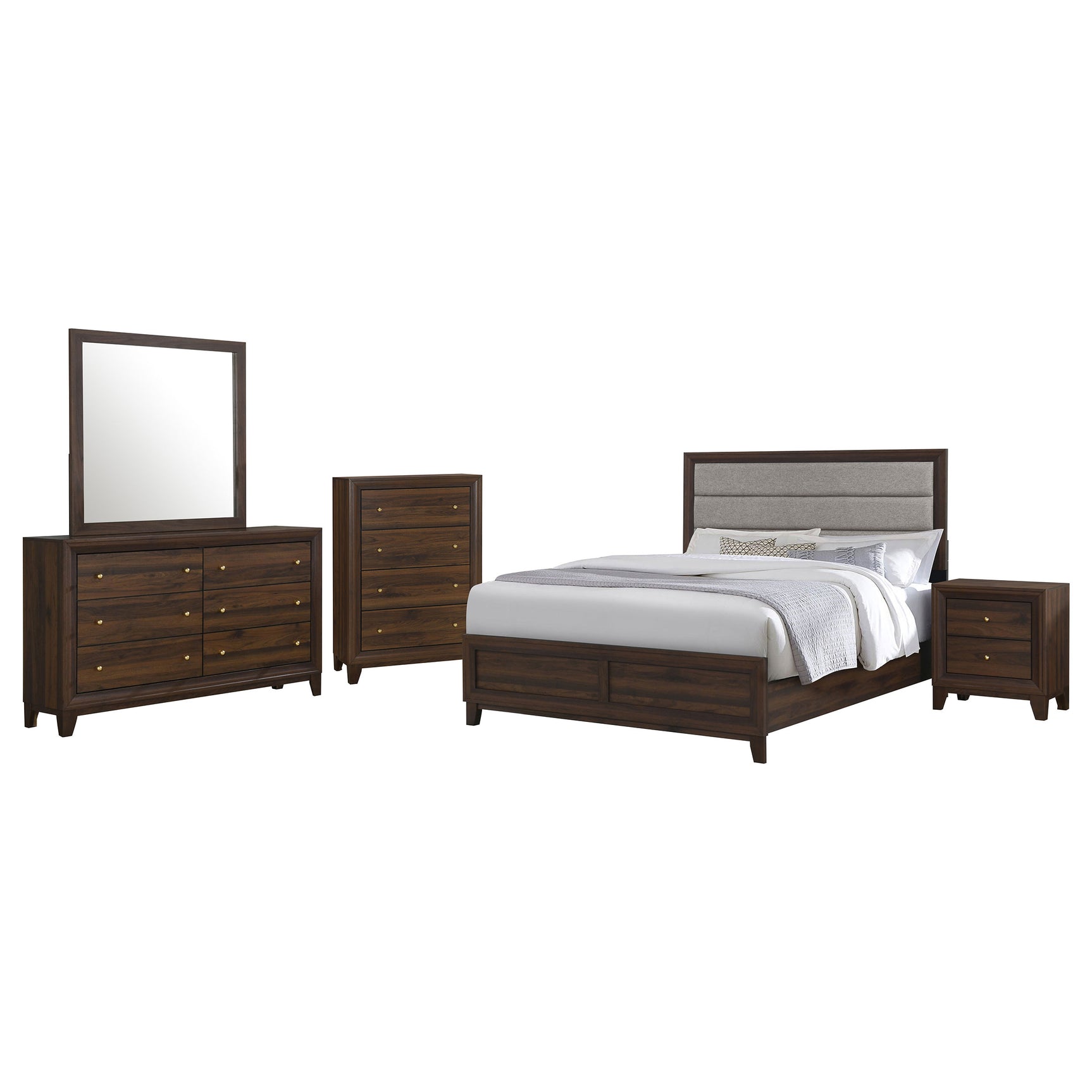 Welsley 5-piece Queen Bedroom Set Walnut - Tampa Furniture Outlet