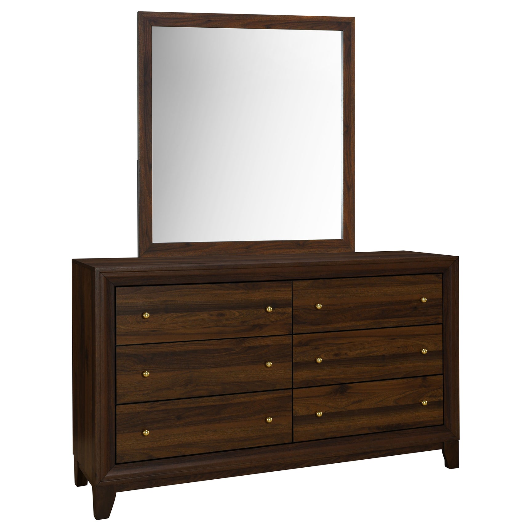 Tampa Furniture Outlet - Coaster - Welsley 6-drawer Dresser and Mirror Walnut - 223443M