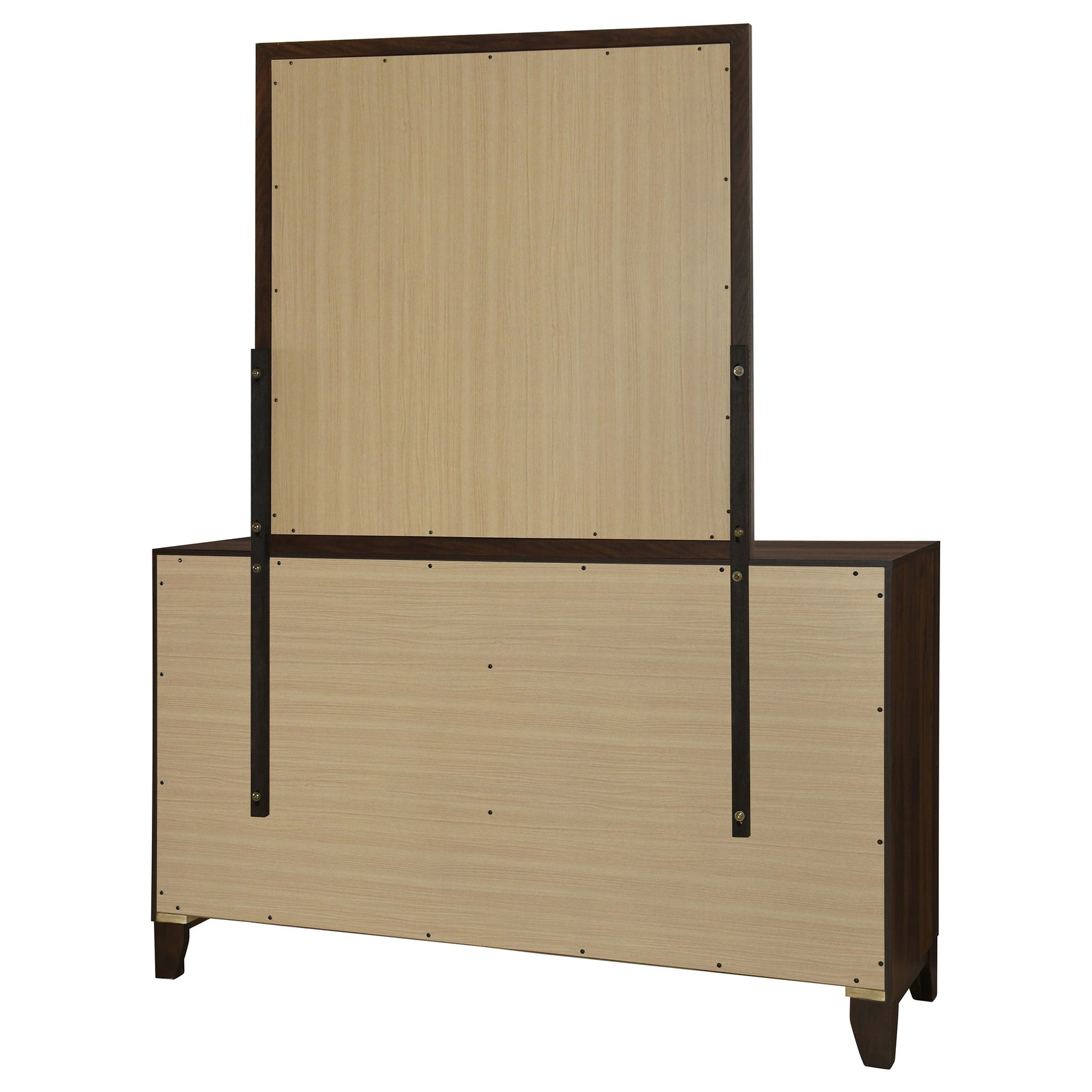 Welsley 6-drawer Dresser and Mirror Walnut - Tampa Furniture Outlet