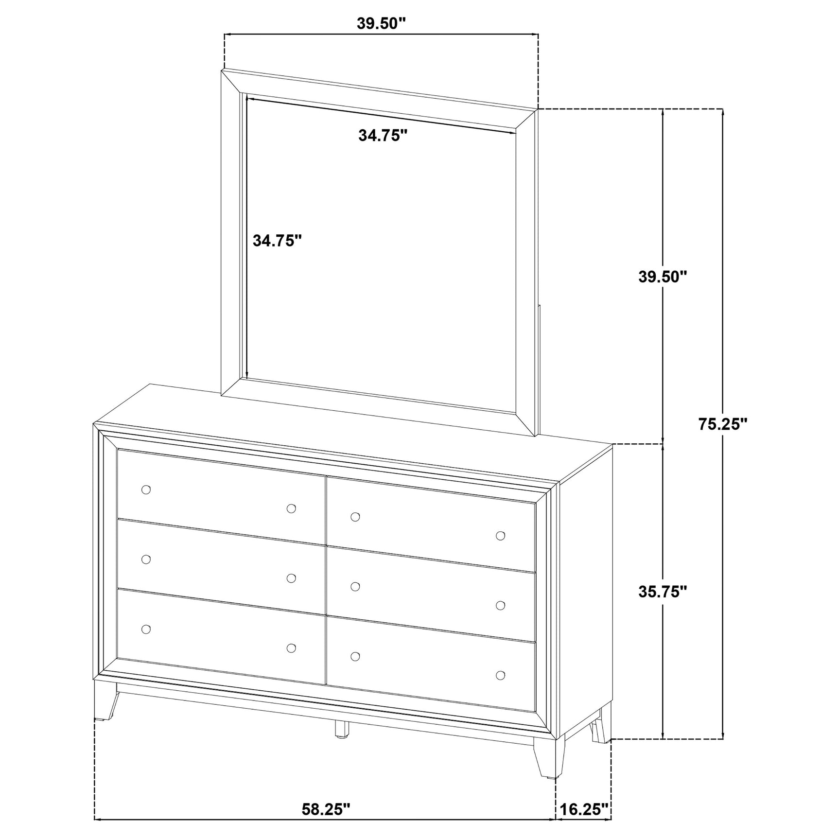 Welsley 6-drawer Dresser and Mirror Walnut - Tampa Furniture Outlet