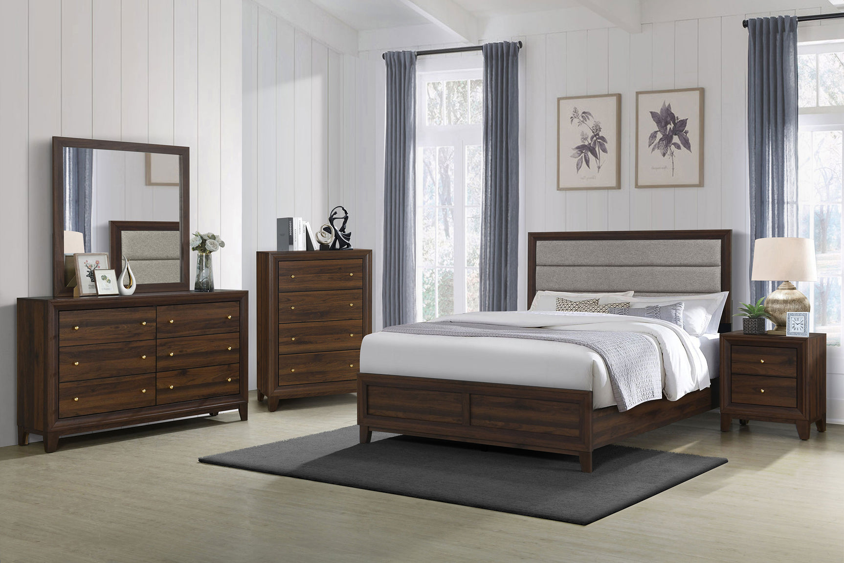 Welsley 6-drawer Dresser and Mirror Walnut - Tampa Furniture Outlet