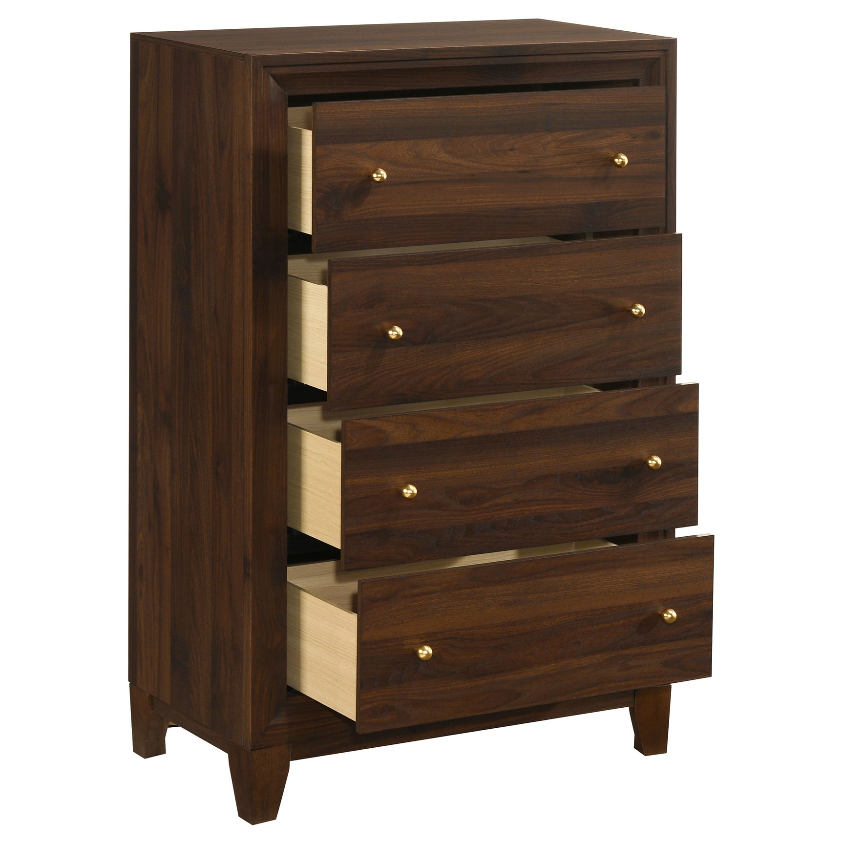 Welsley 4-drawer Chest of Drawers Walnut - Tampa Furniture Outlet