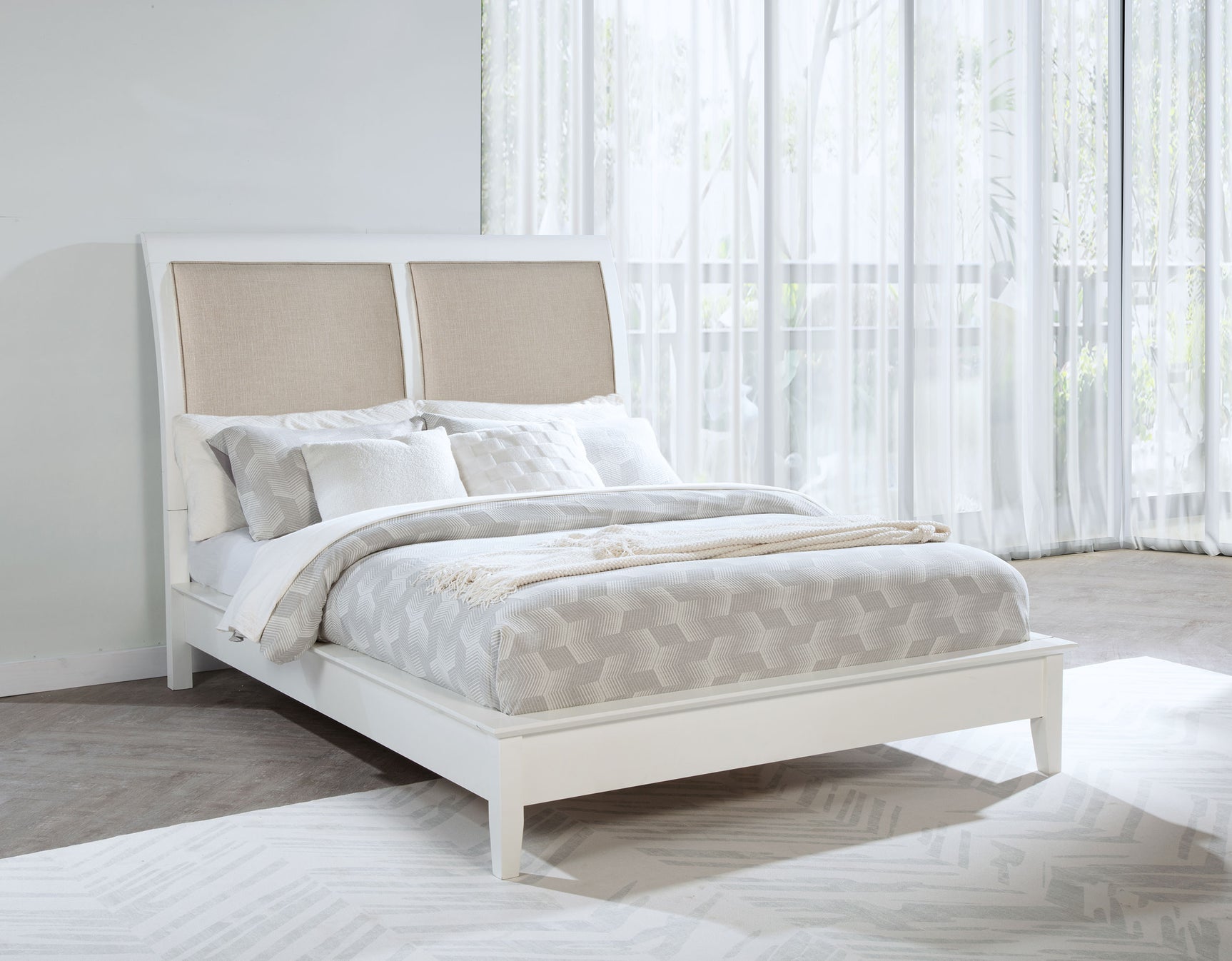 Bexhill 56-inch Upholstered Queen Panel Bed White - Tampa Furniture Outlet