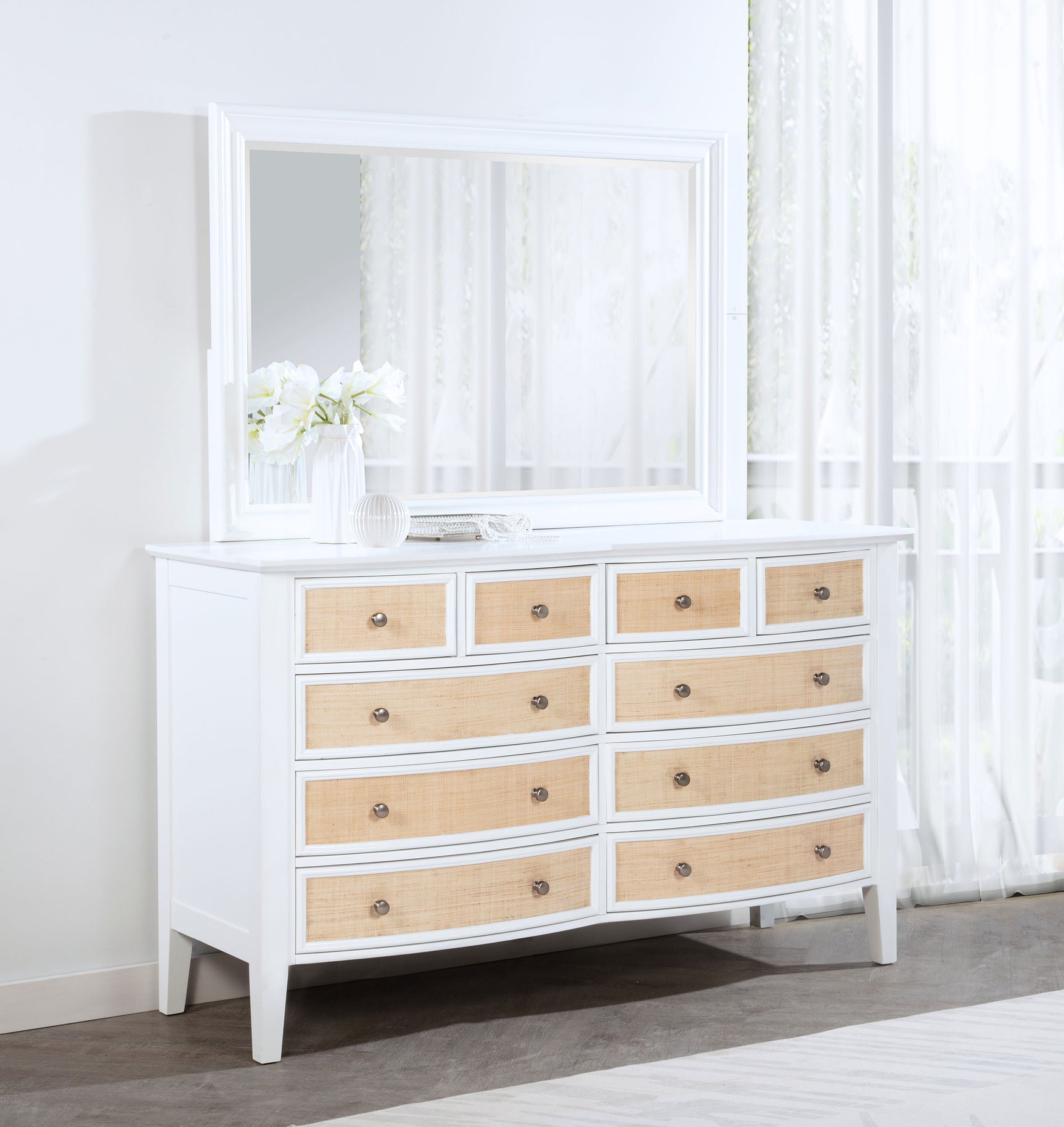 Bexhill 10-drawer Dresser and Mirror White - Tampa Furniture Outlet