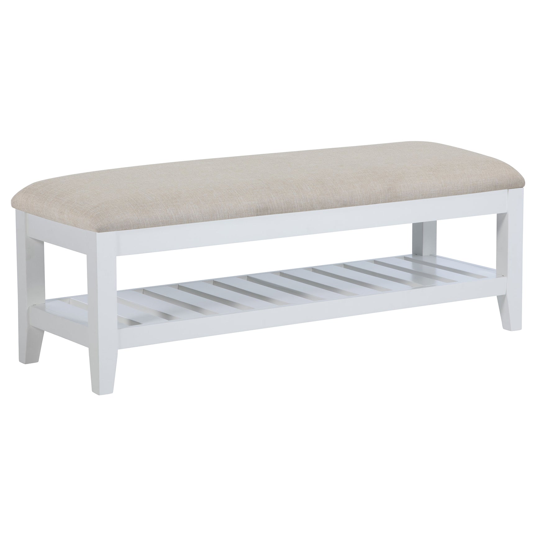 Tampa Furniture Outlet - Coaster - Bexhill Upholstered Rectangular Bench with Shelf White - 223476