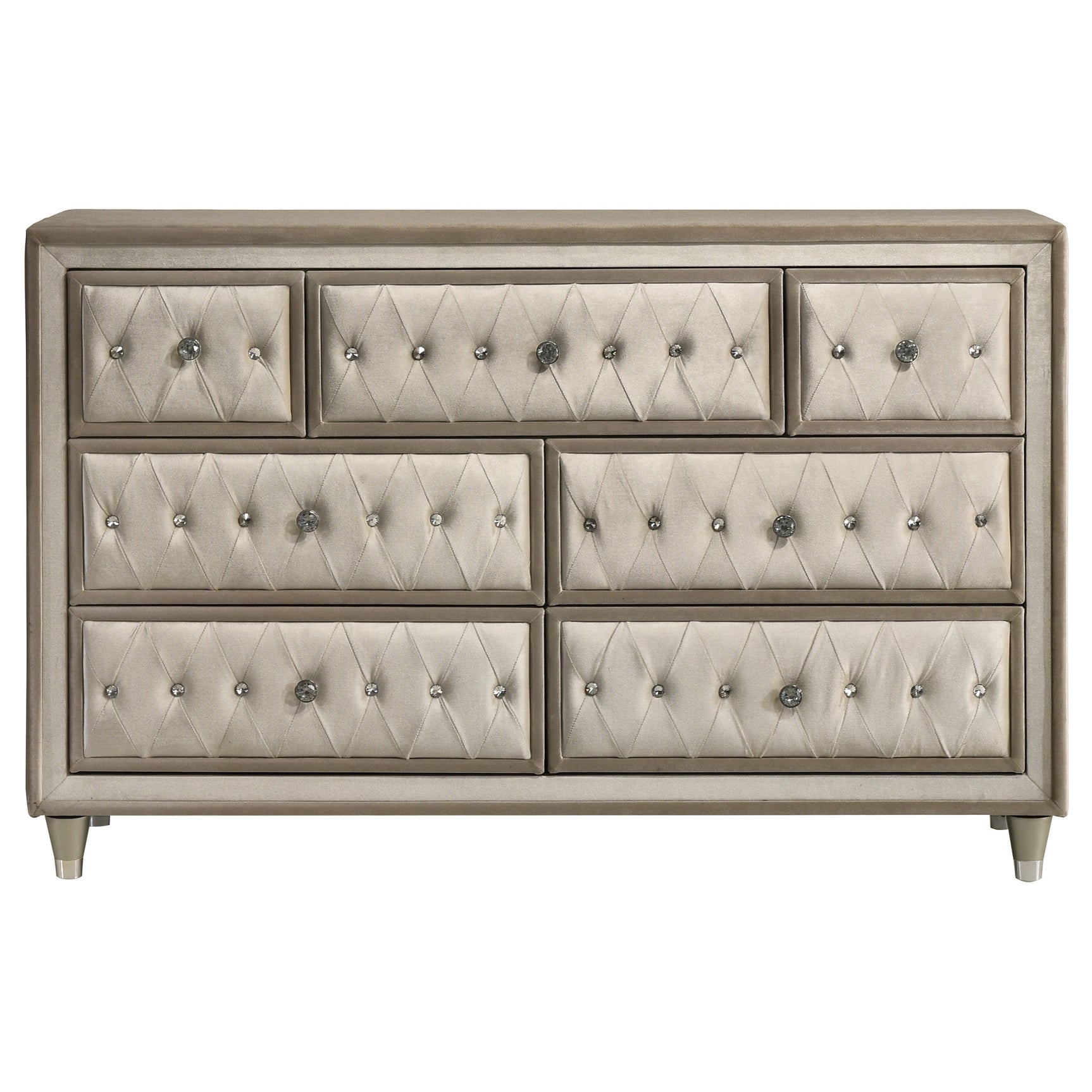 Antonella 7-drawer Upholstered Dresser Ivory and Camel