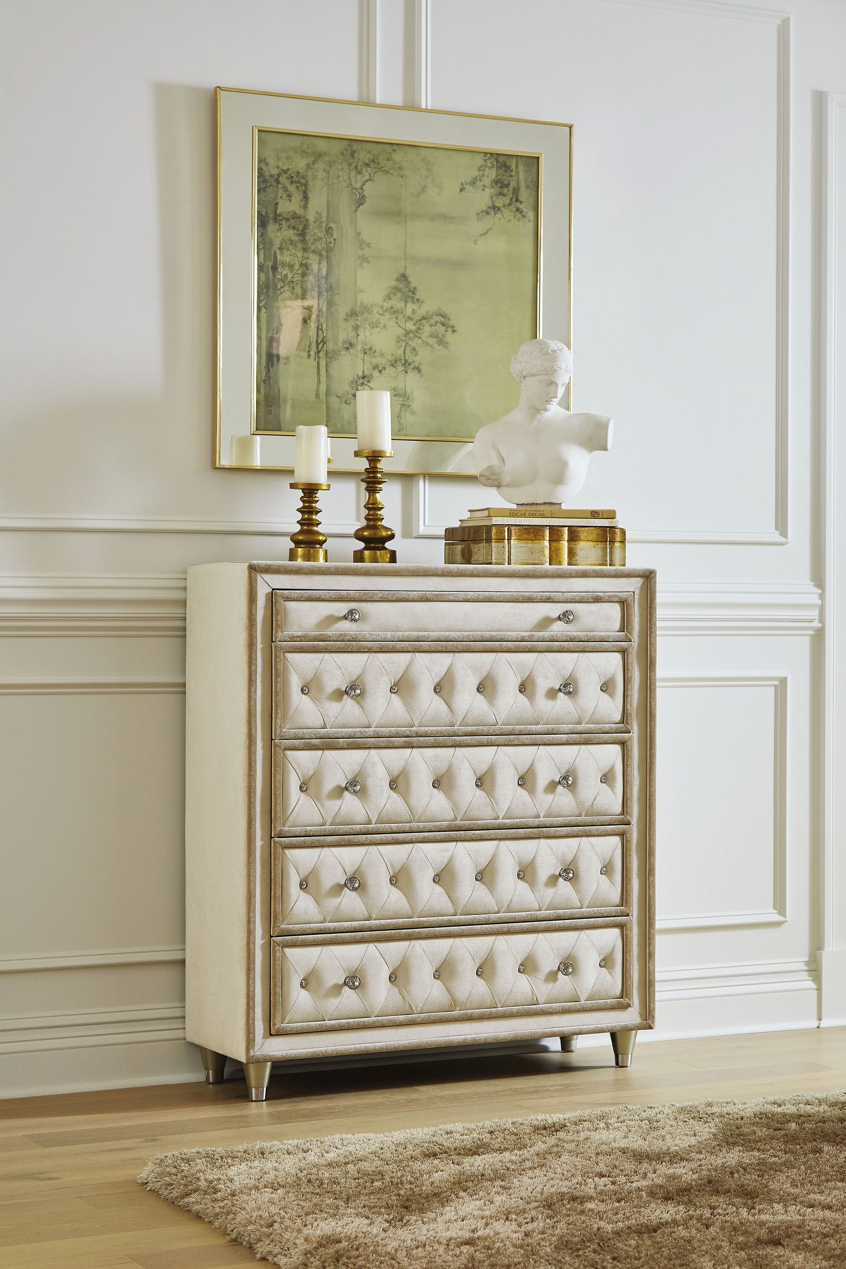 Antonella 5-drawer Bedroom Chest Ivory and Camel - Tampa Furniture Outlet