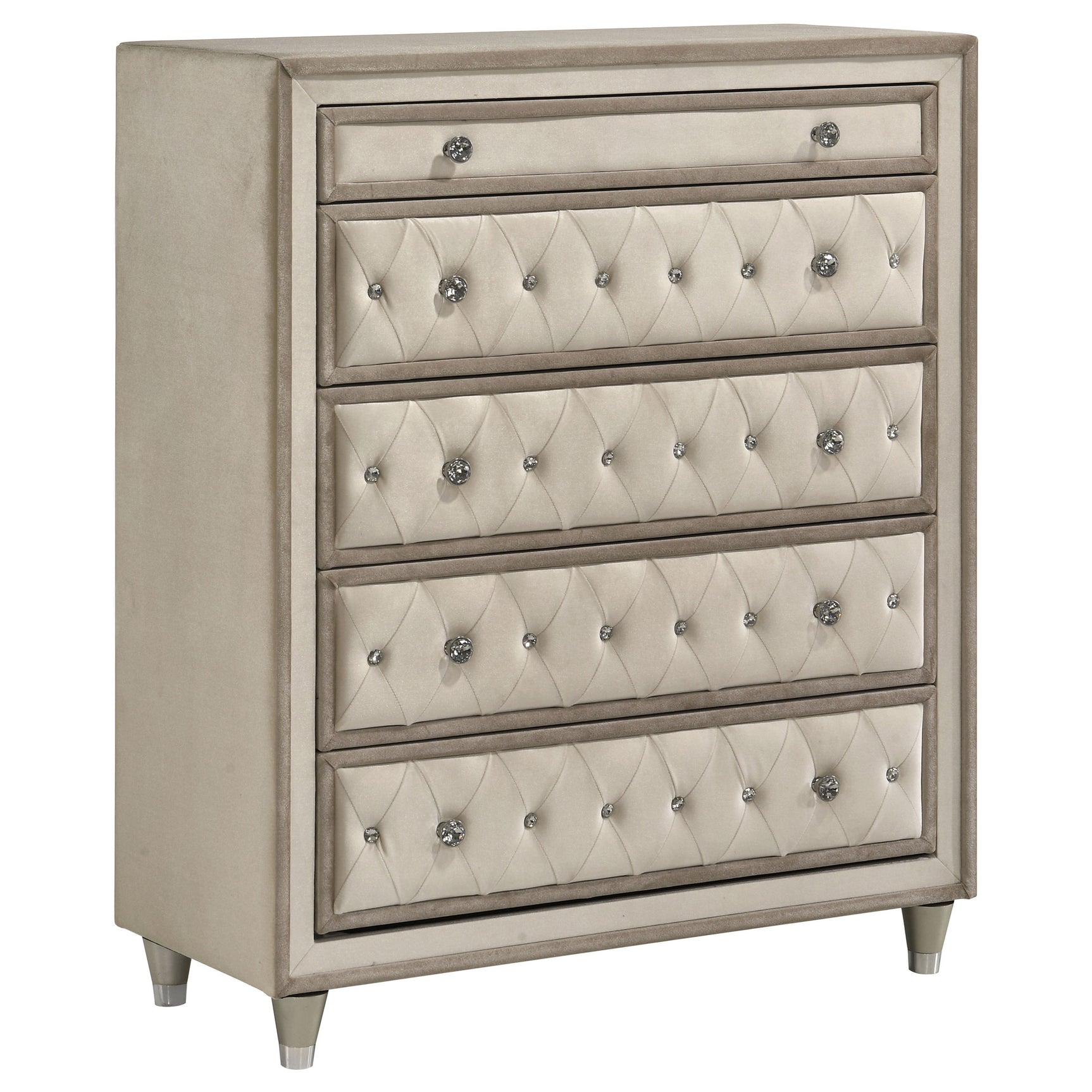 Tampa Furniture Outlet - Coaster - Antonella 5-drawer Bedroom Chest Ivory and Camel - 223525