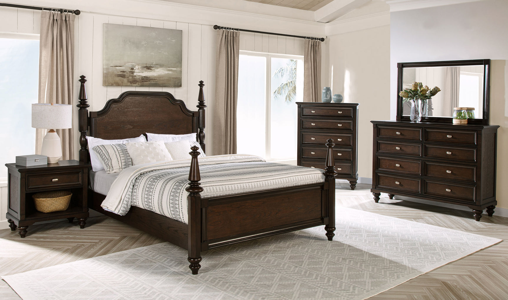 Tampa Furniture Outlet - Coaster - Andover 5-piece Queen Bedroom Set Dark Oak - 223631Q-S5