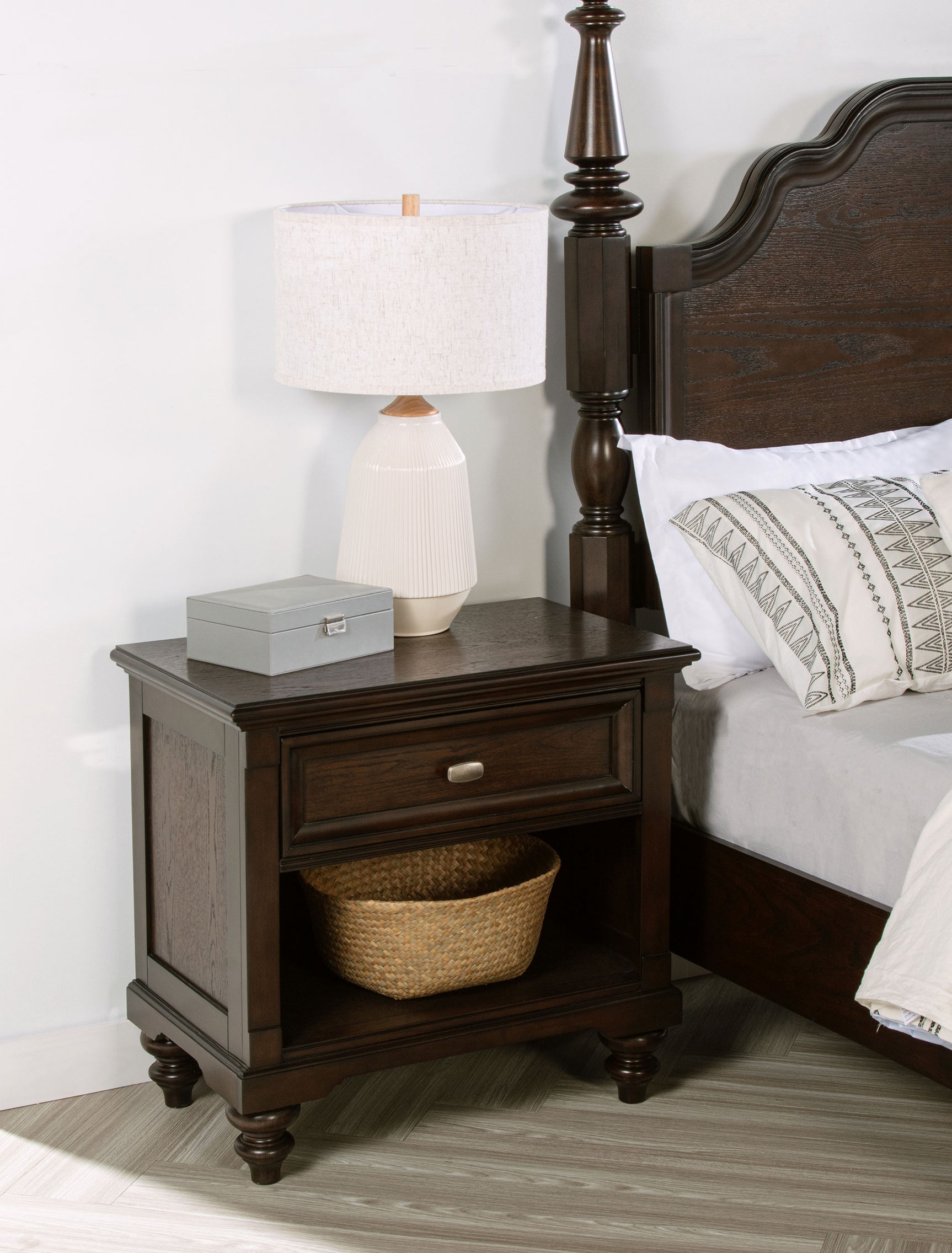 Andover 1-drawer Nightstand Bedside Table Dark Oak - Tampa Furniture Outlet