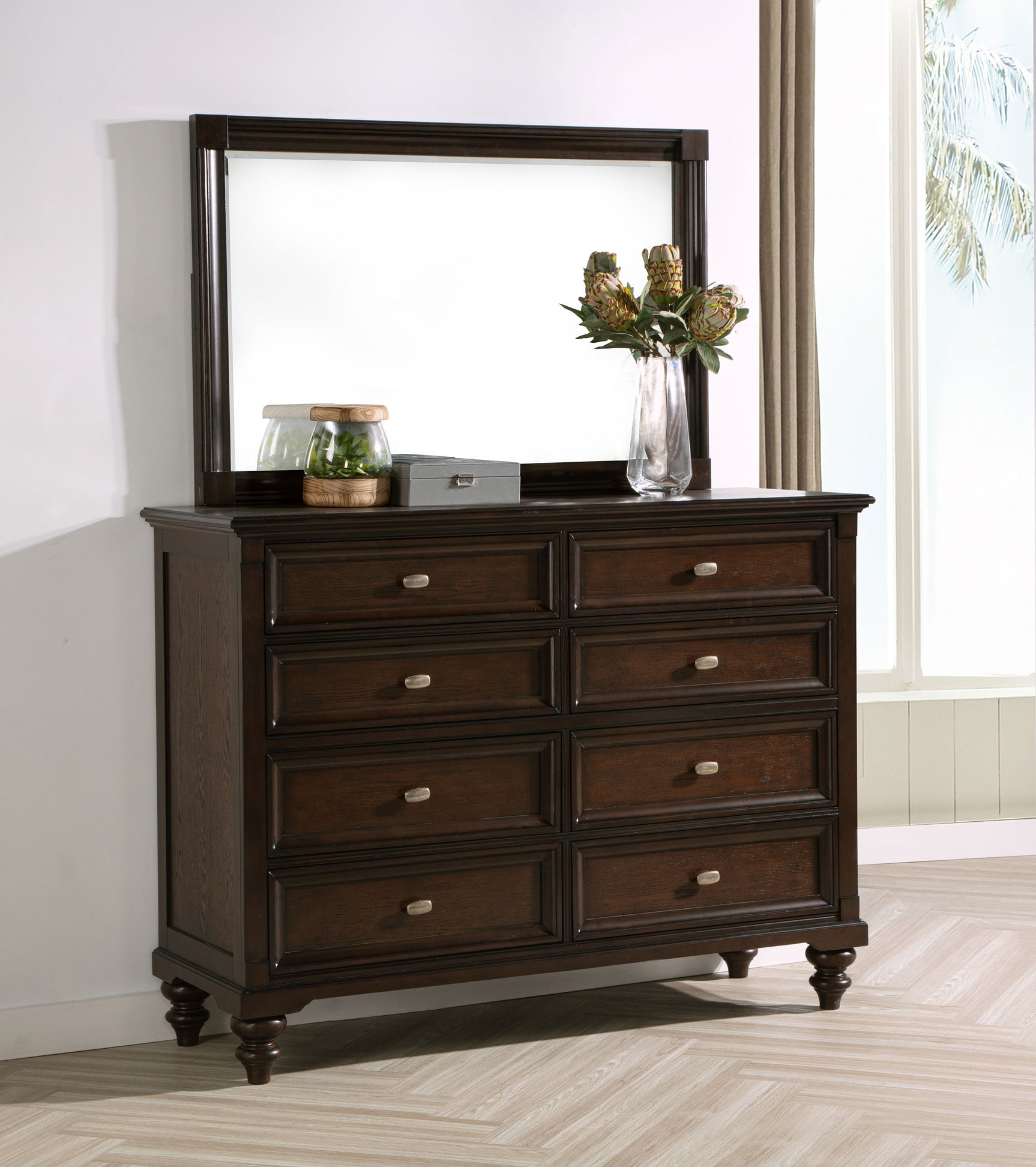 Andover 8-drawer Dresser and Mirror Dark Oak - Tampa Furniture Outlet
