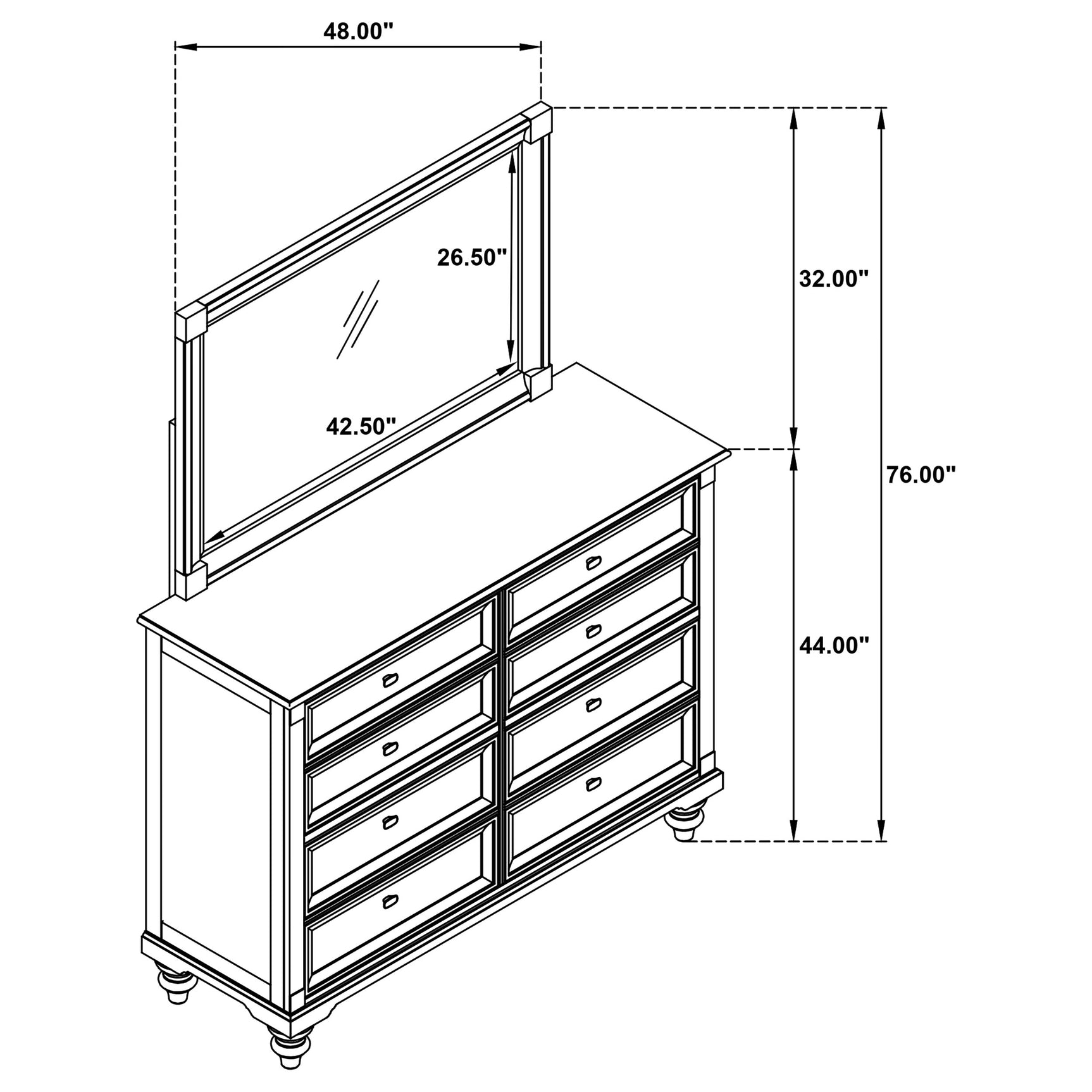 Andover 8-drawer Dresser and Mirror Dark Oak - Tampa Furniture Outlet