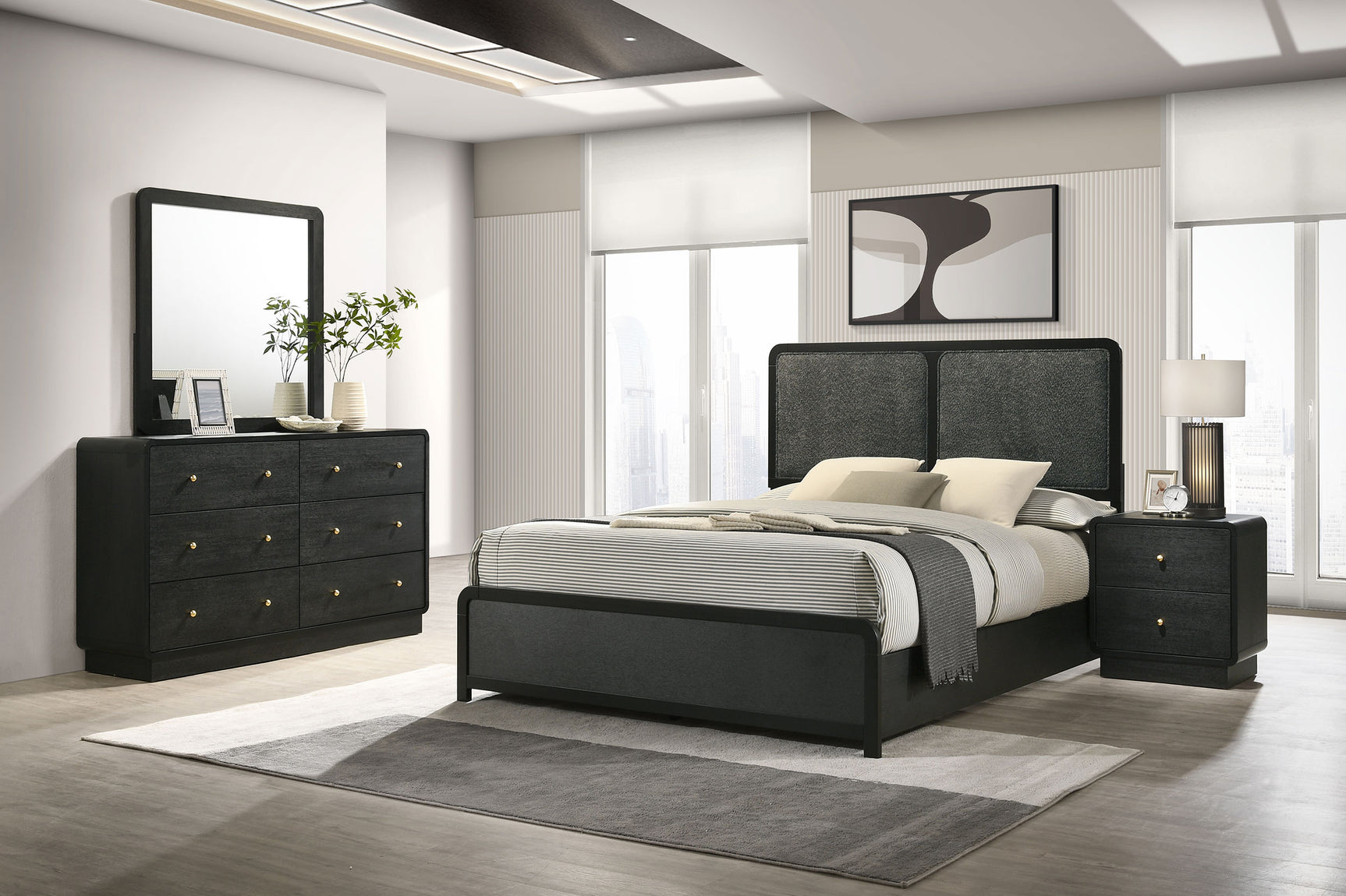 Tampa Furniture Outlet - Coaster - Cavelle 4-piece Eastern King Bedroom Set Black - 223661KE-S4