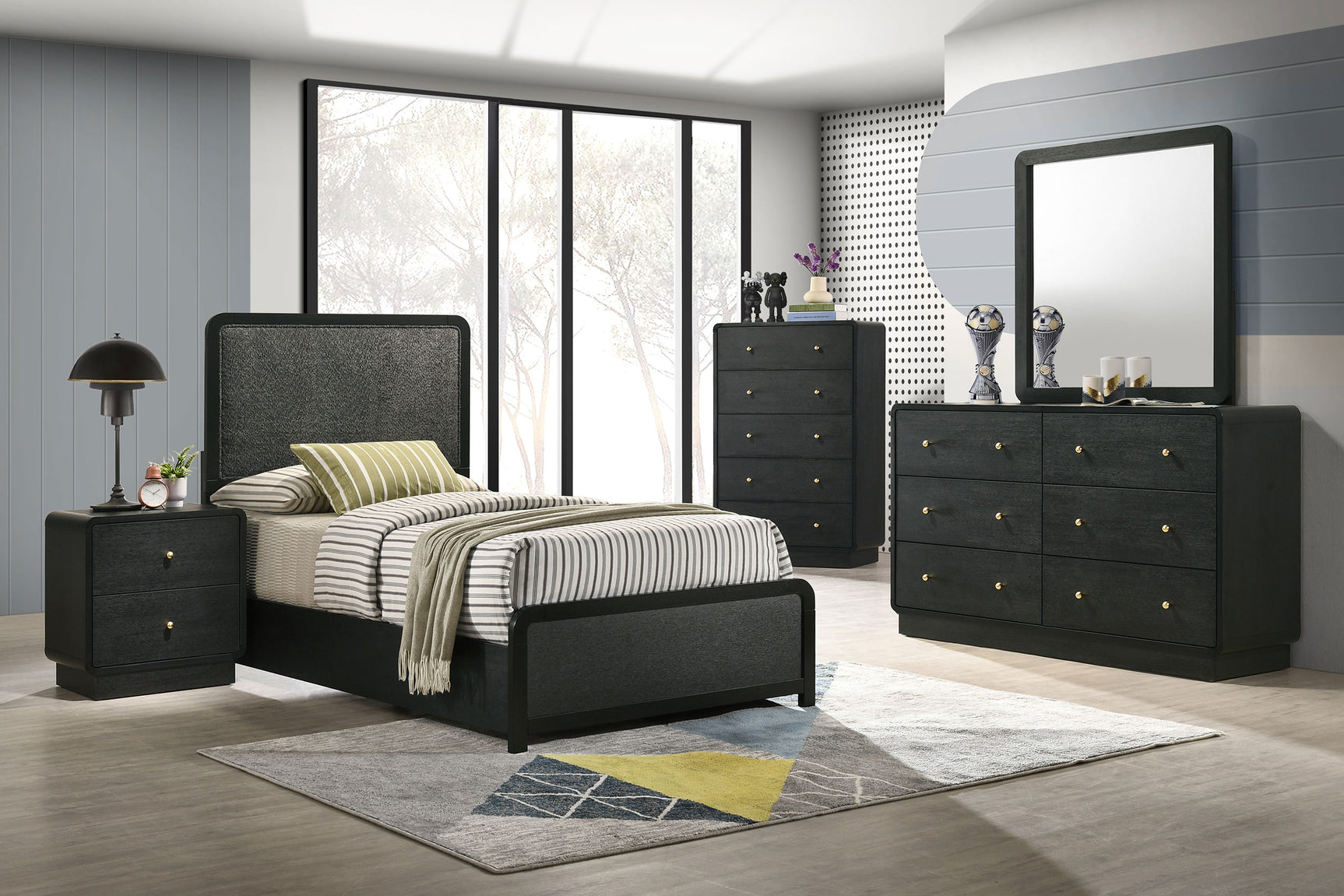 Tampa Furniture Outlet - Coaster - Cavelle 5-piece Twin Bedroom Set Black - 223661T-S5